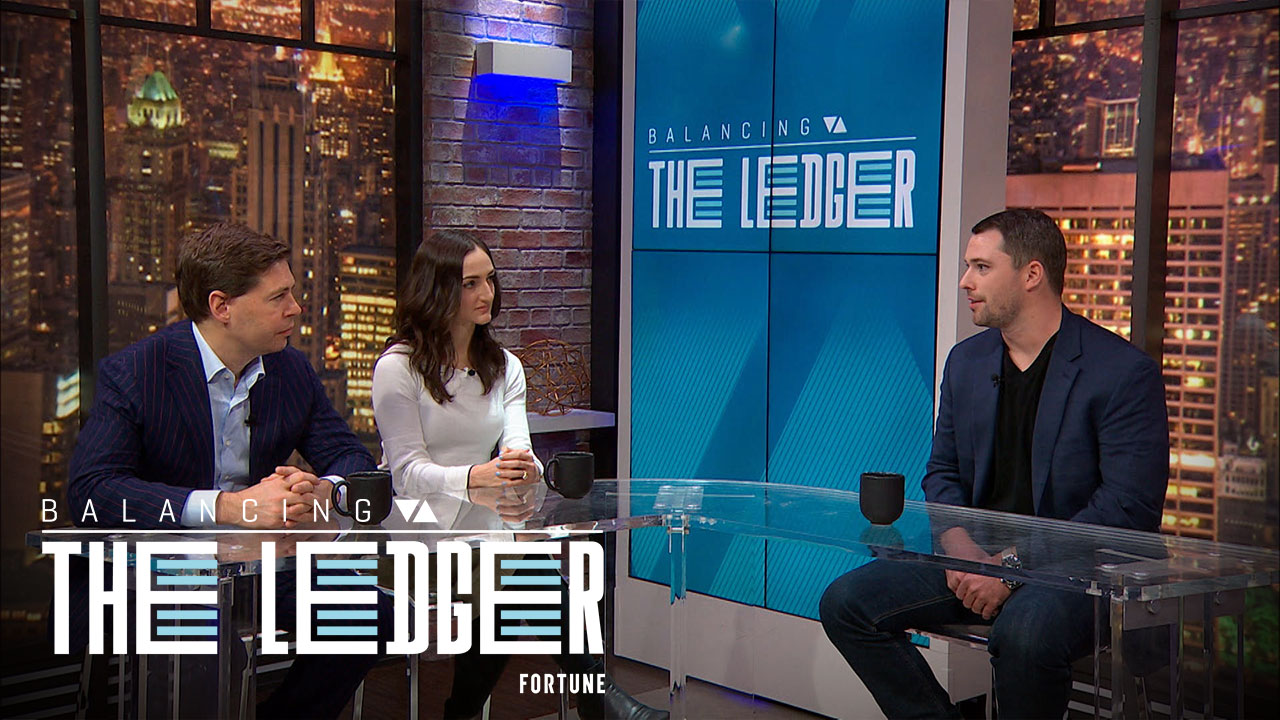 Libra CEO Jake Benson, right, with Fortune senior writers Jeff Roberts and Jen Wieczner.