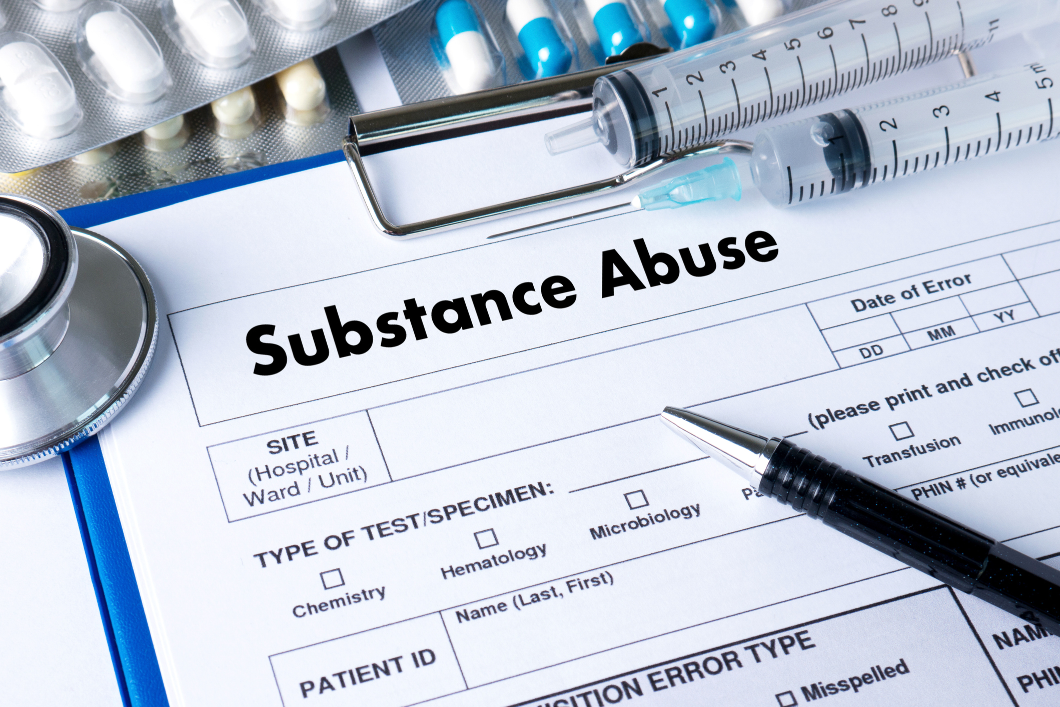 Substance Abuse doctor hand working Professional doctor