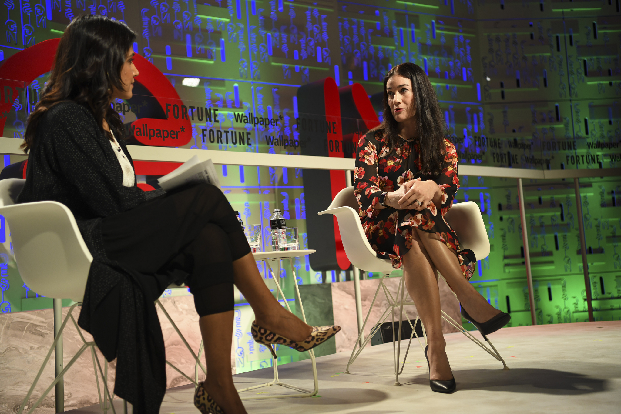 Airbnb transportation director Jenny Arden (right), with Fortune's Maithreyi Seetharaman, at the 2019 Fortune Brainstorm Design conference in Singapore.