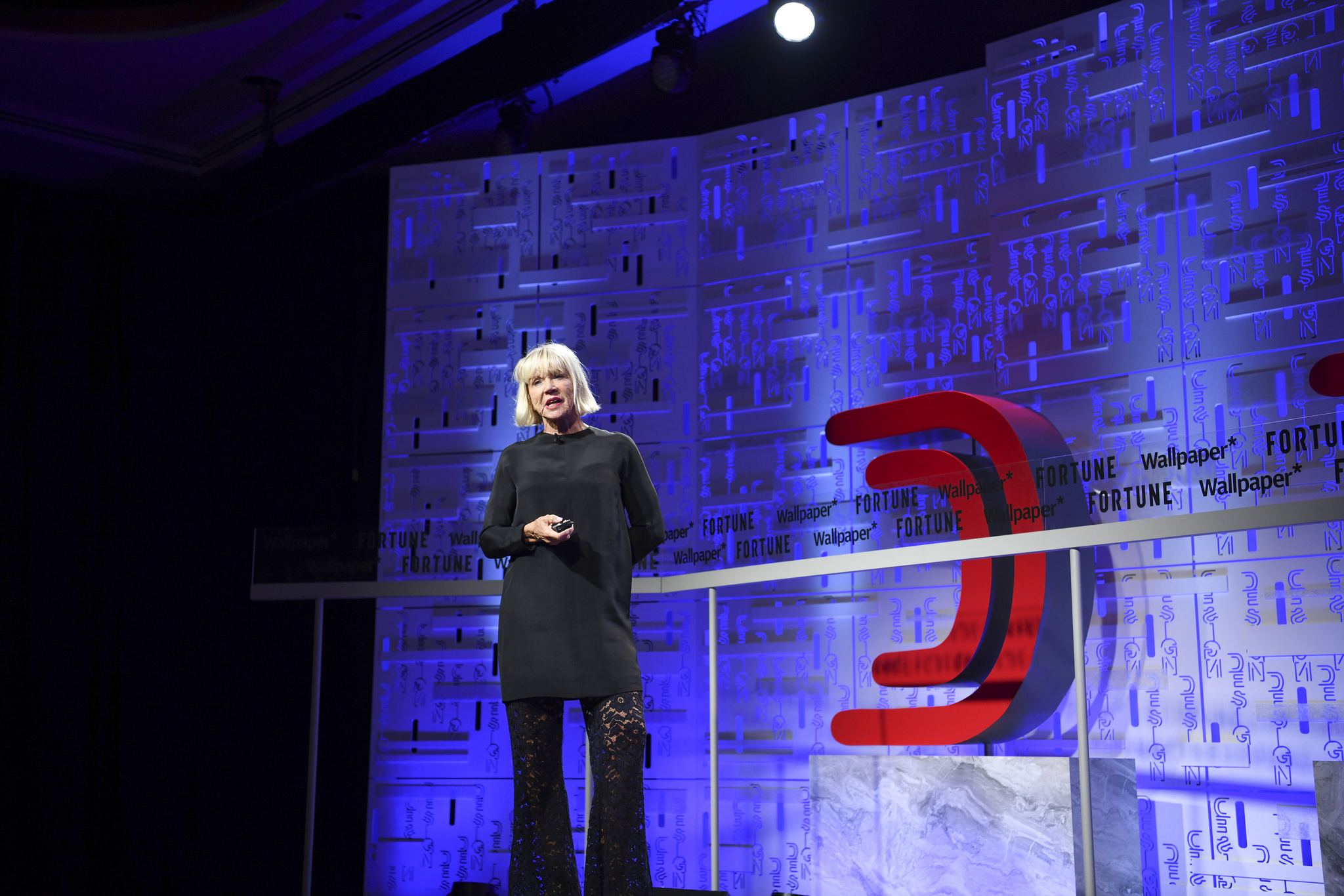 Sissel Tolaas, researcher and artist for the SMELL Re_searchLab in Berlin, speaking at the 2019 Fortune Brainstorm Design conference in Singapore.