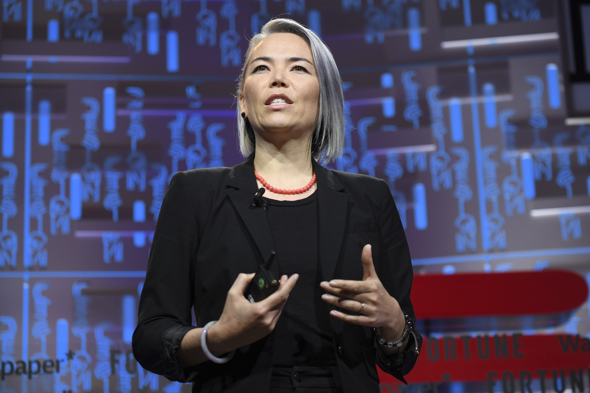 Google director of UX design Kat Holmes speaking at the 2019 Fortune Brainstorm Design conference in Singapore.