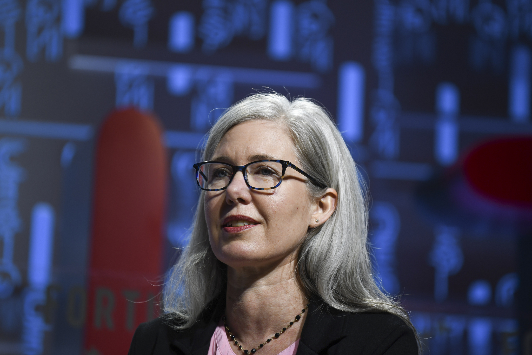 Jamie Myrold, vice president of design at Adobe, speaking during the town hall session of the 2019 Fortune Brainstorm Design conference in Singapore.