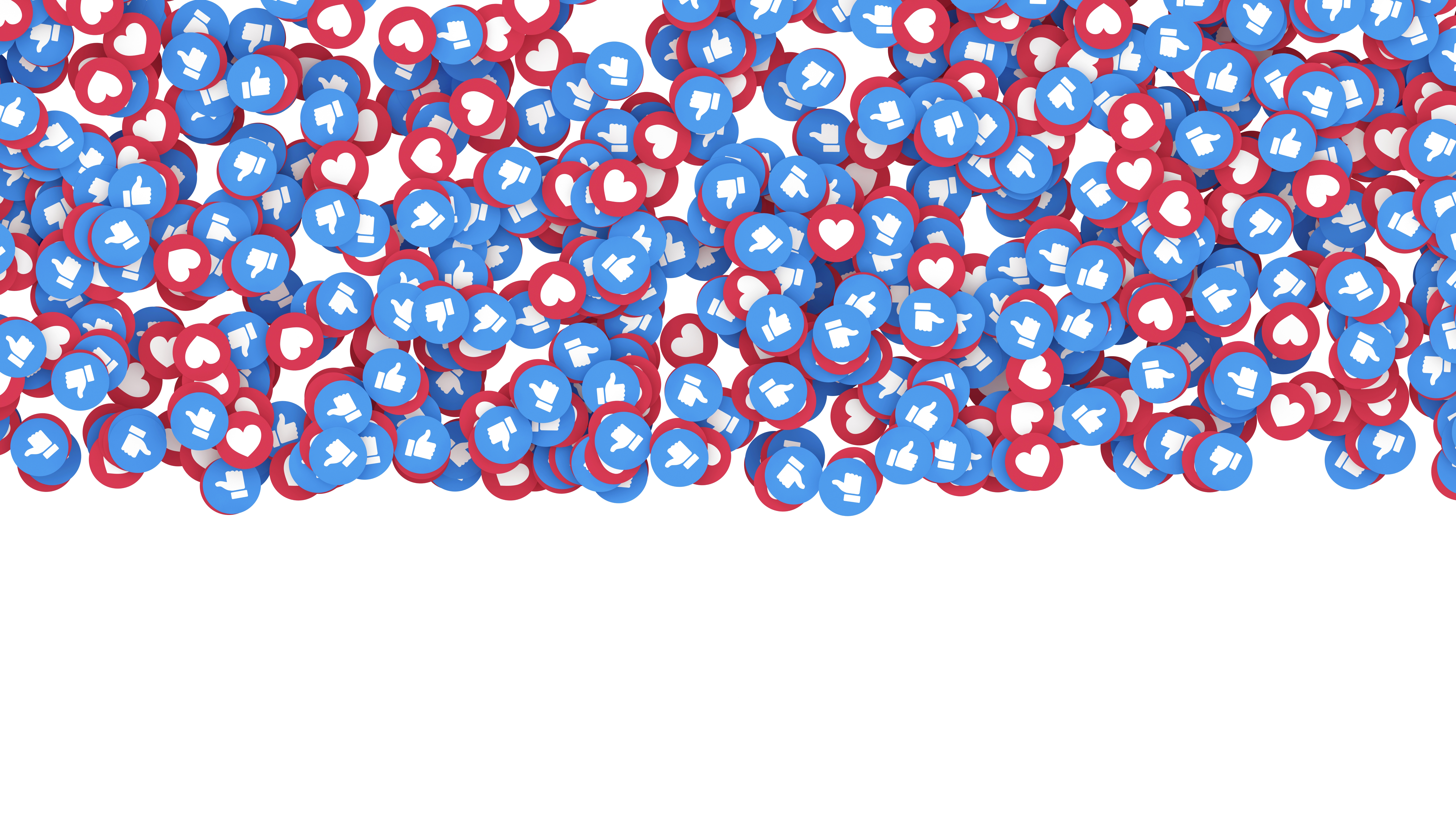 Directly Above Shot Of Likes And Heart Shape Icons On White Background