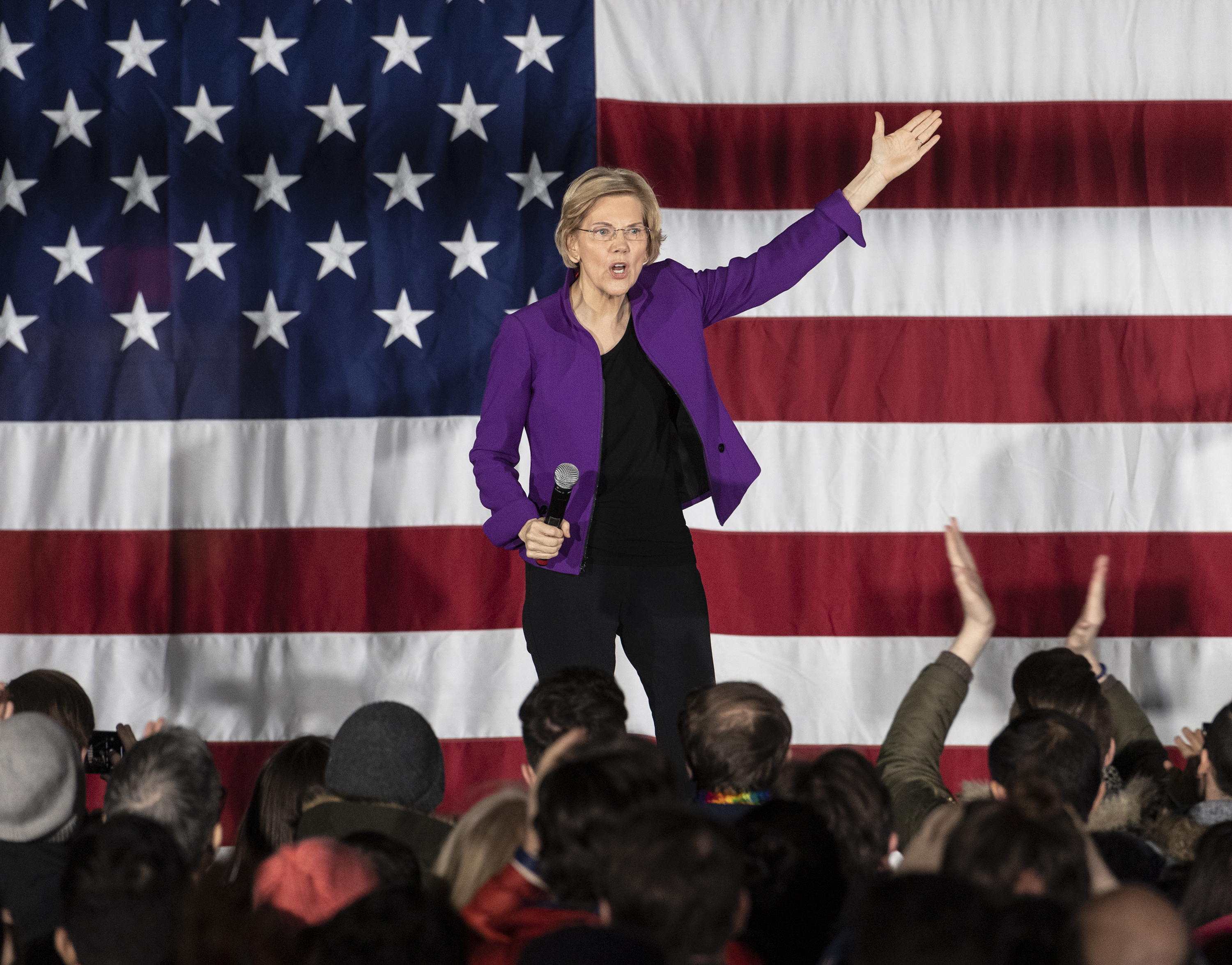 US Senator Elizabeth Warren Democrat speaks during campaign