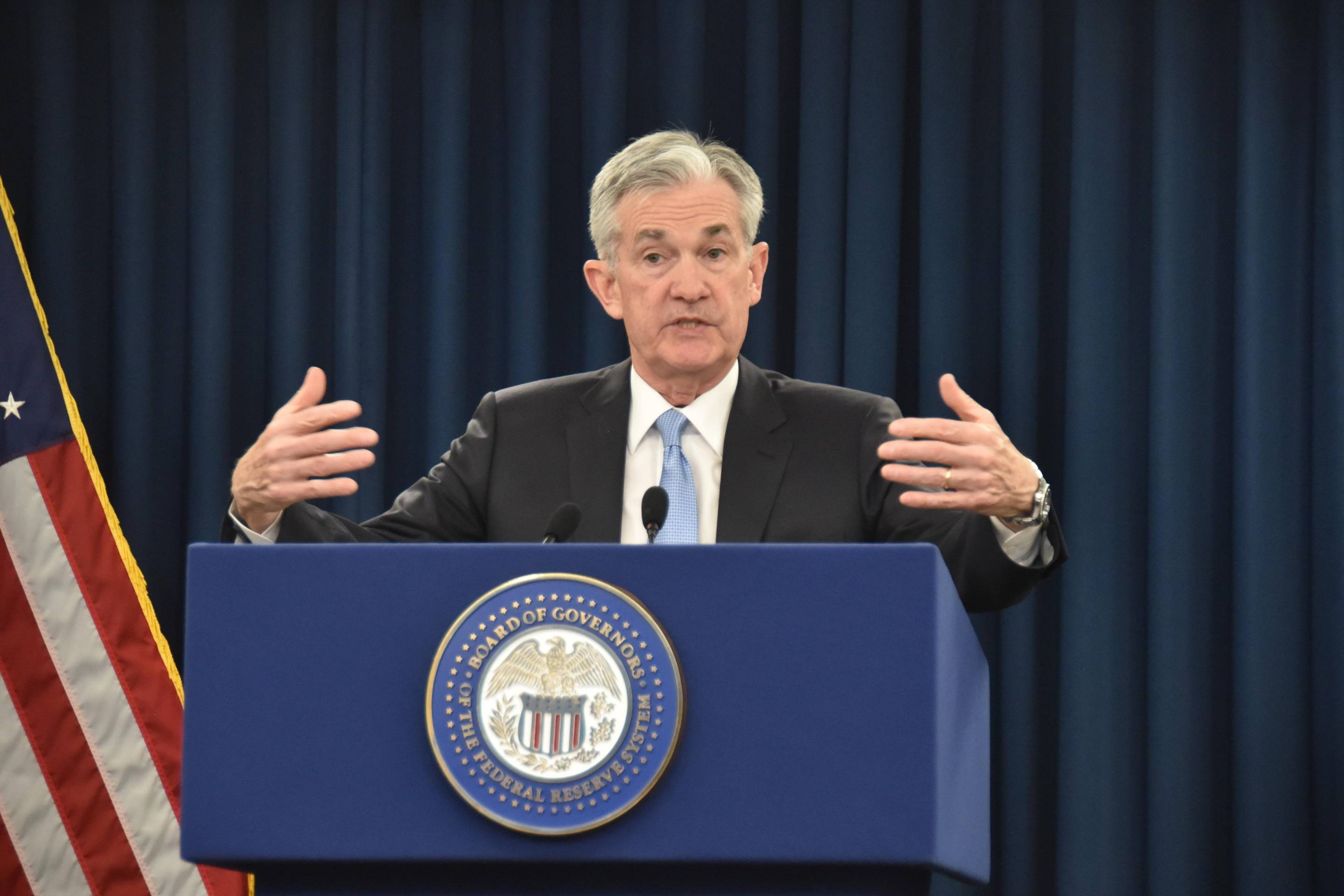 Chairman of the U.S. Federal Reserve Jerome Powell speaks during a news conference on March 20, 2019, in Washington.
