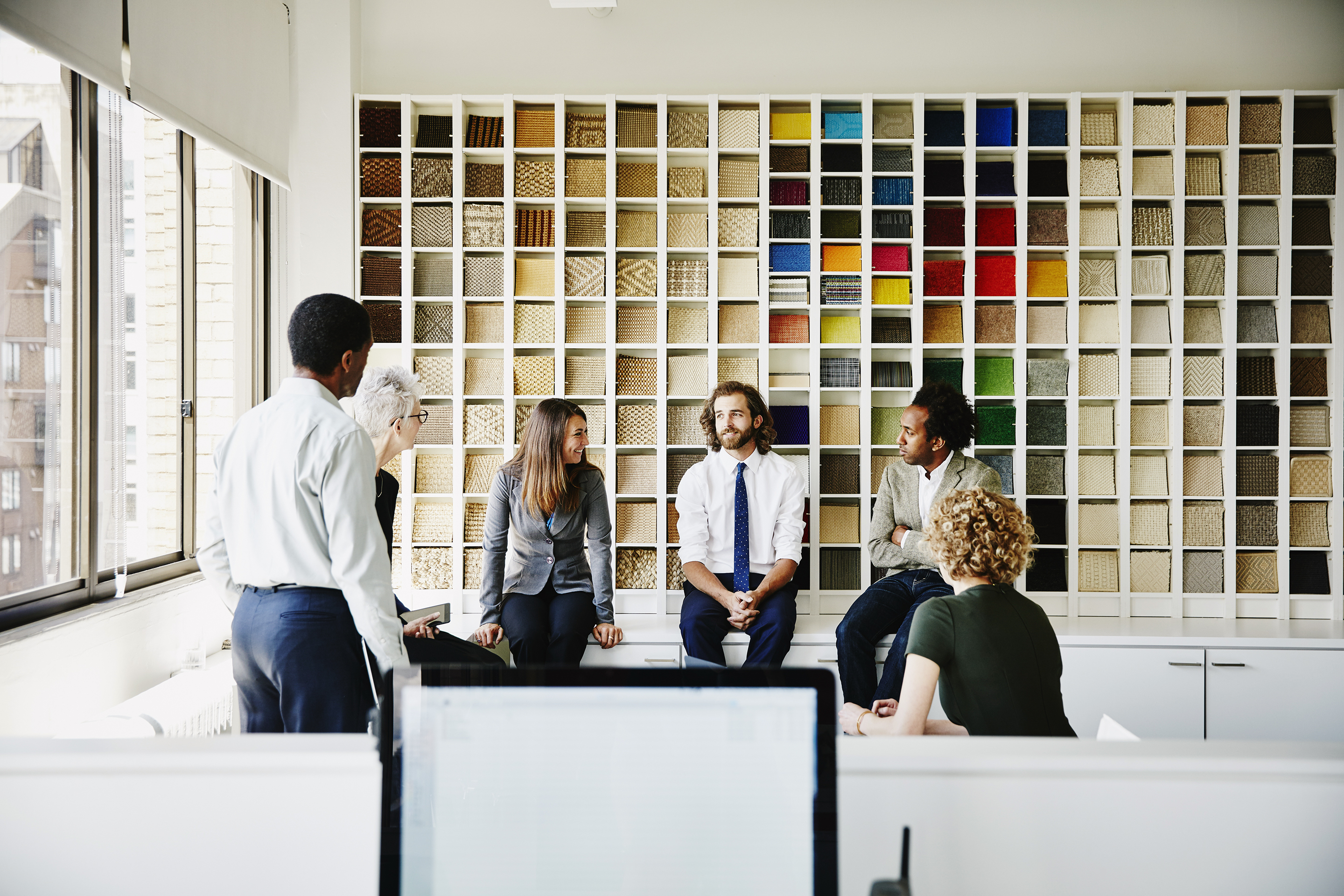 employee meeting-colorful wall