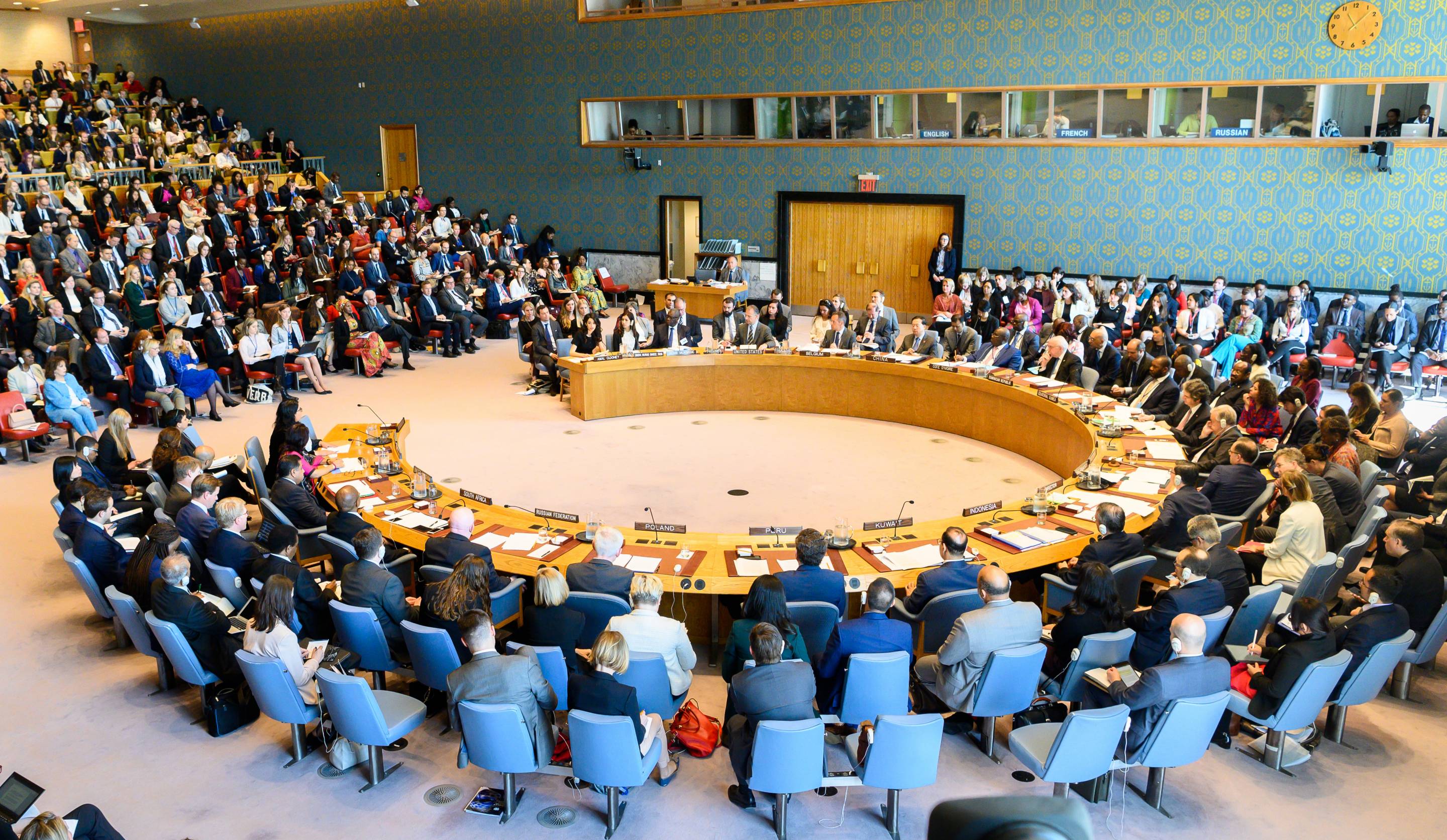 International human rights lawyer Amal Clooney (far left end