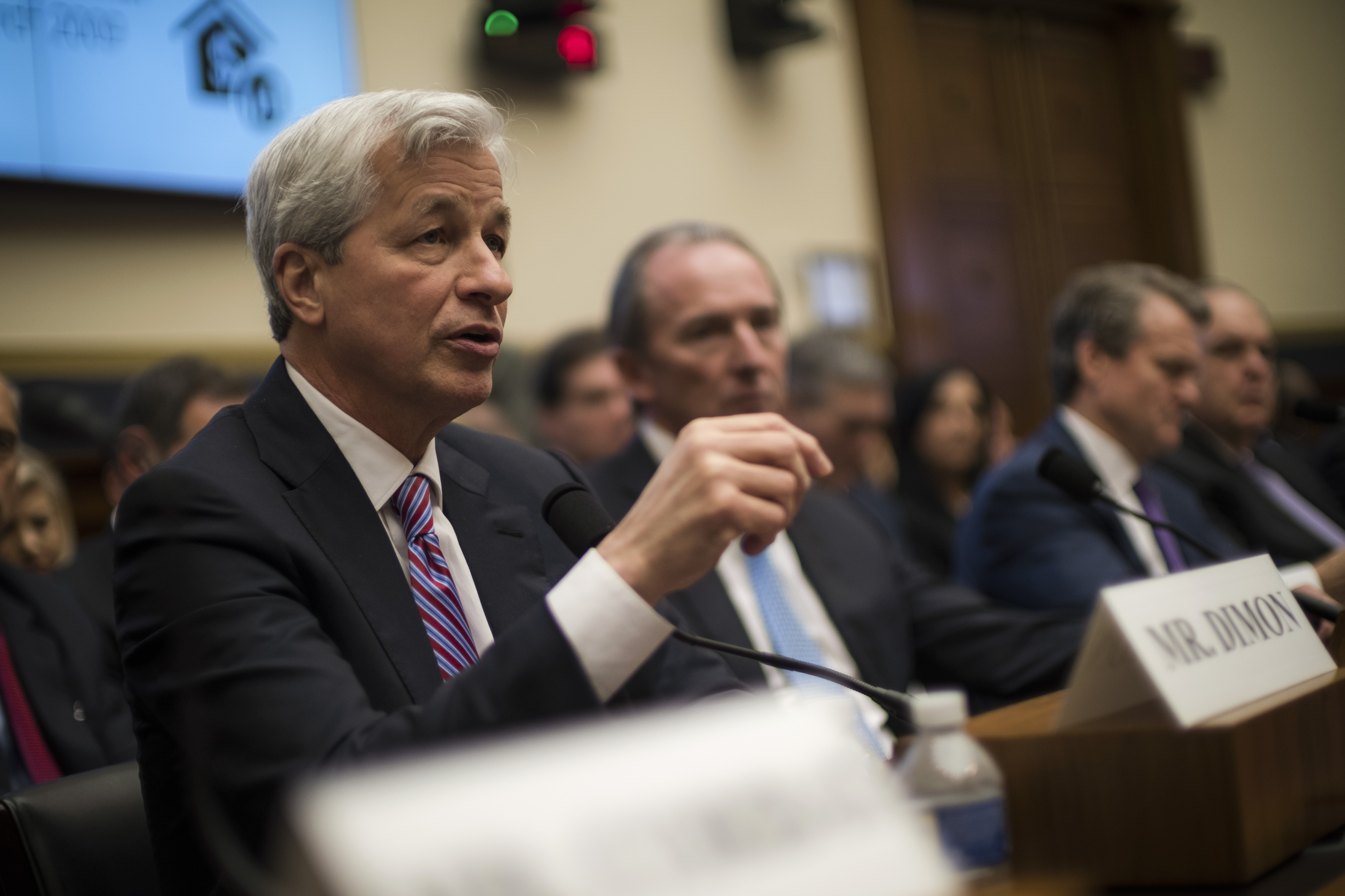 Jamie Dimon, Chair and CEO of JP Morgan Chase, testifies before the House Financial Services Commitee in Washington