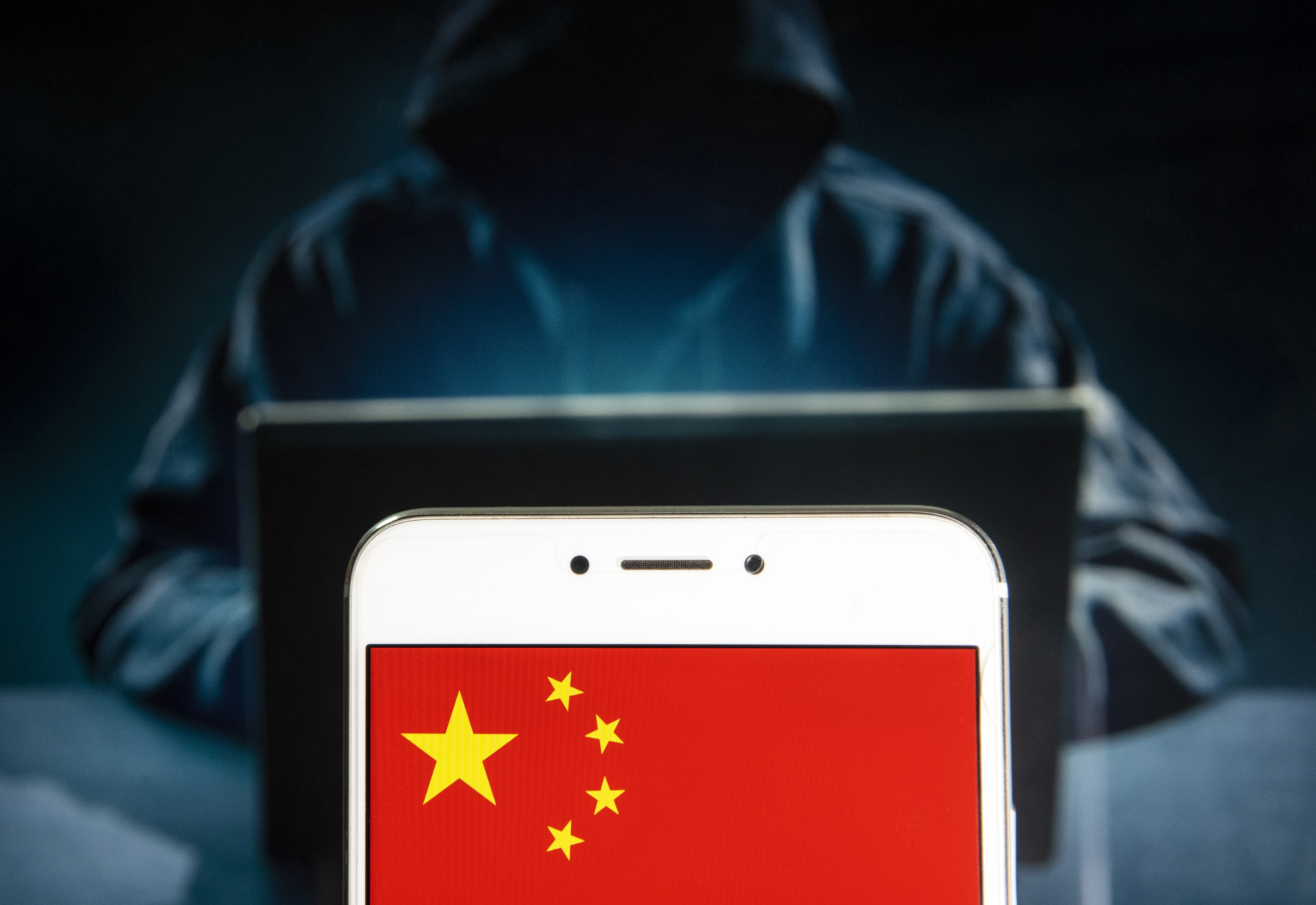 In this photo illustration a People's Republic of China flag