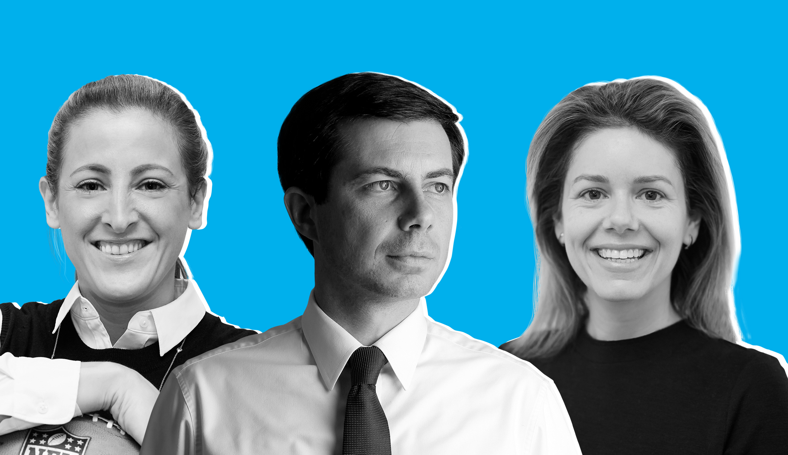 Sam Rapoport: Courtesy of Eric Espino—NFL; Pete Buttigieg: Joshua Lott—The Washington Post via Getty Images; Kate Gulliver: Courtesy of Douglas Levy Photography.