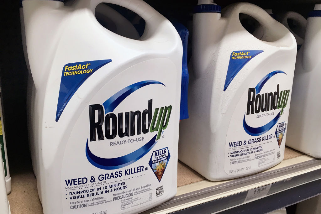 Roundup weed killer on store shelf