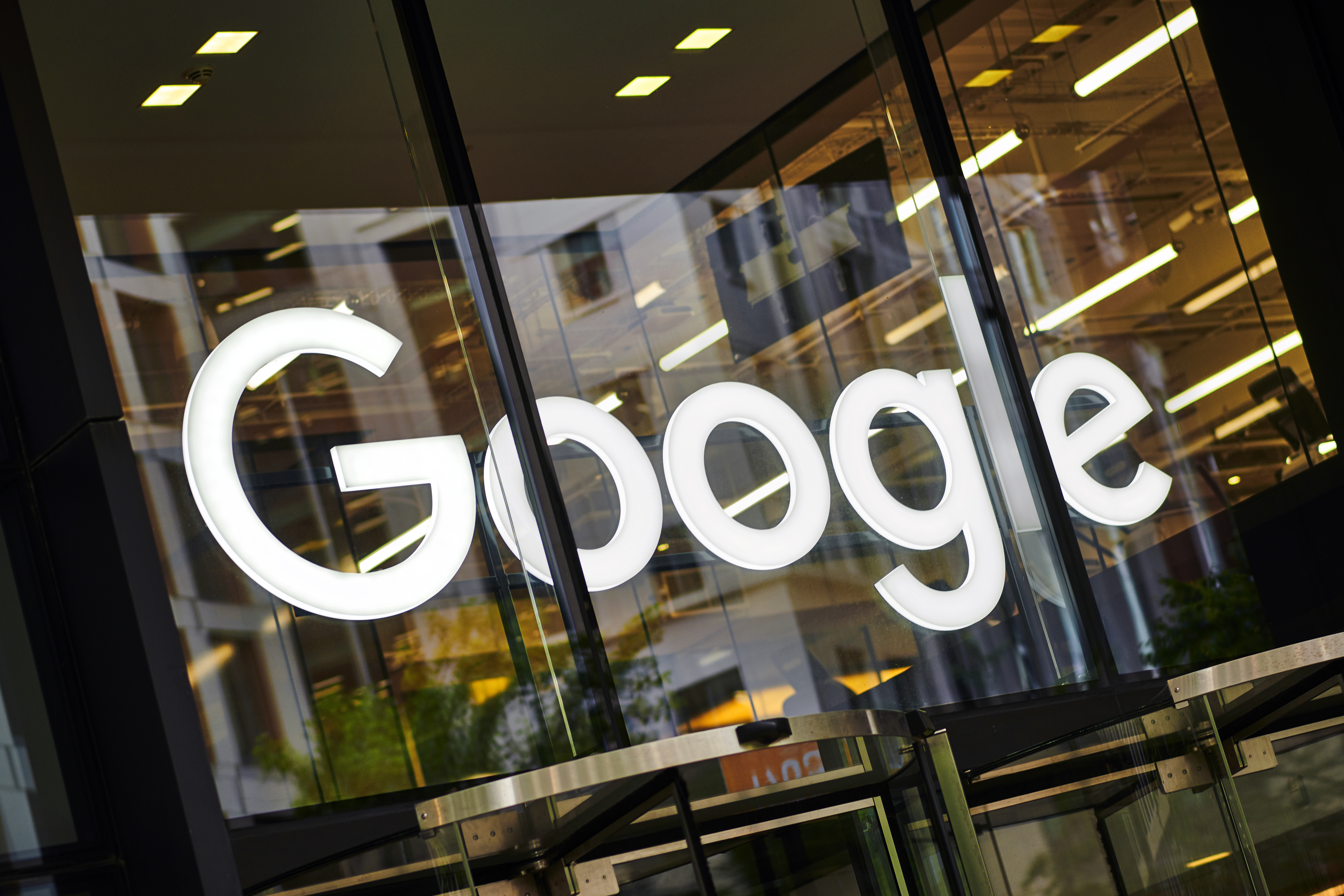 The entrance to the Google UK offices in London. Shares in Alphabet, Google's parent company, jumped this week after a strong earnings report. (Photo by Olly Curtis/Future via Getty Images via Getty Images)