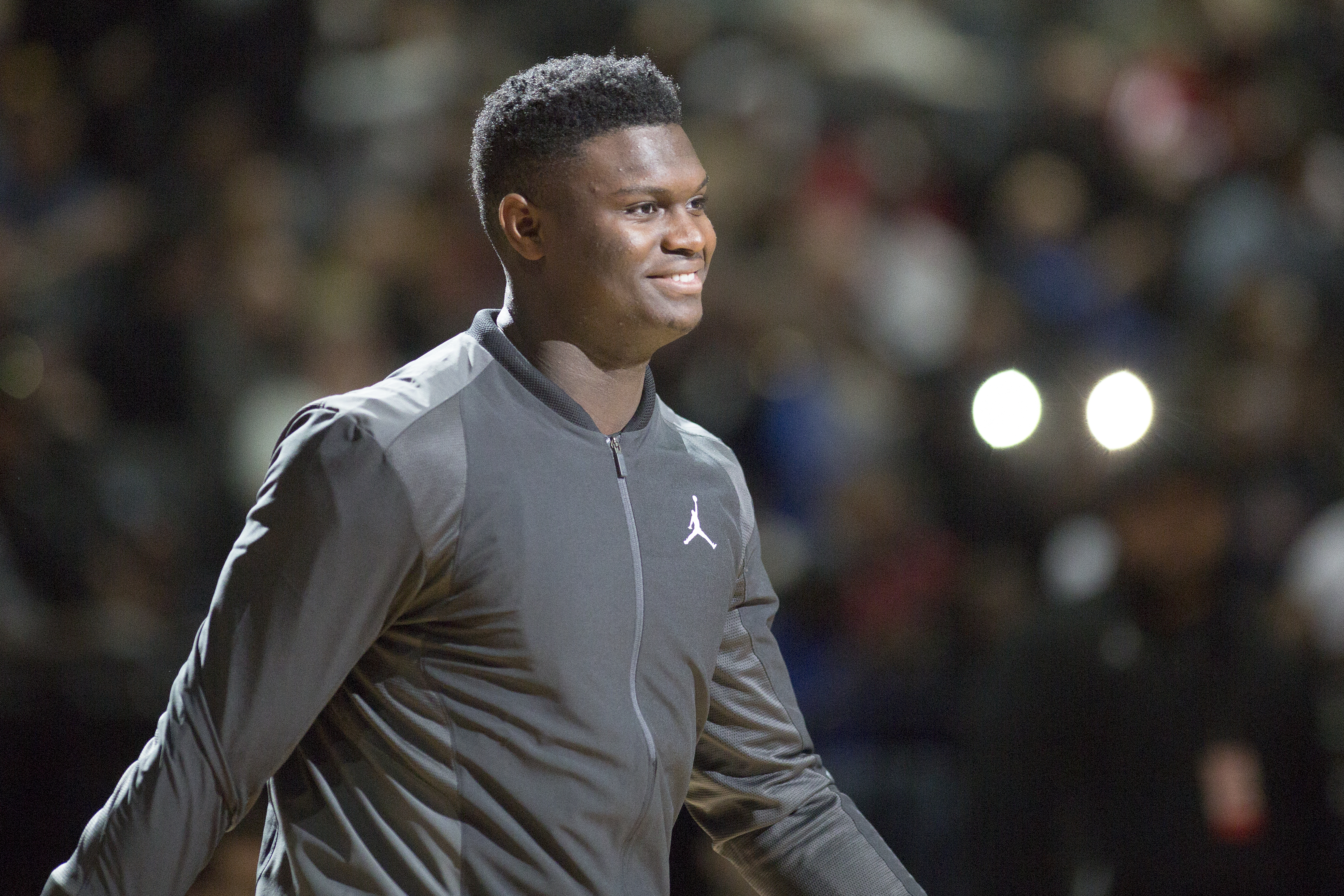 Zion Williamson in a Jordan Brand pullover