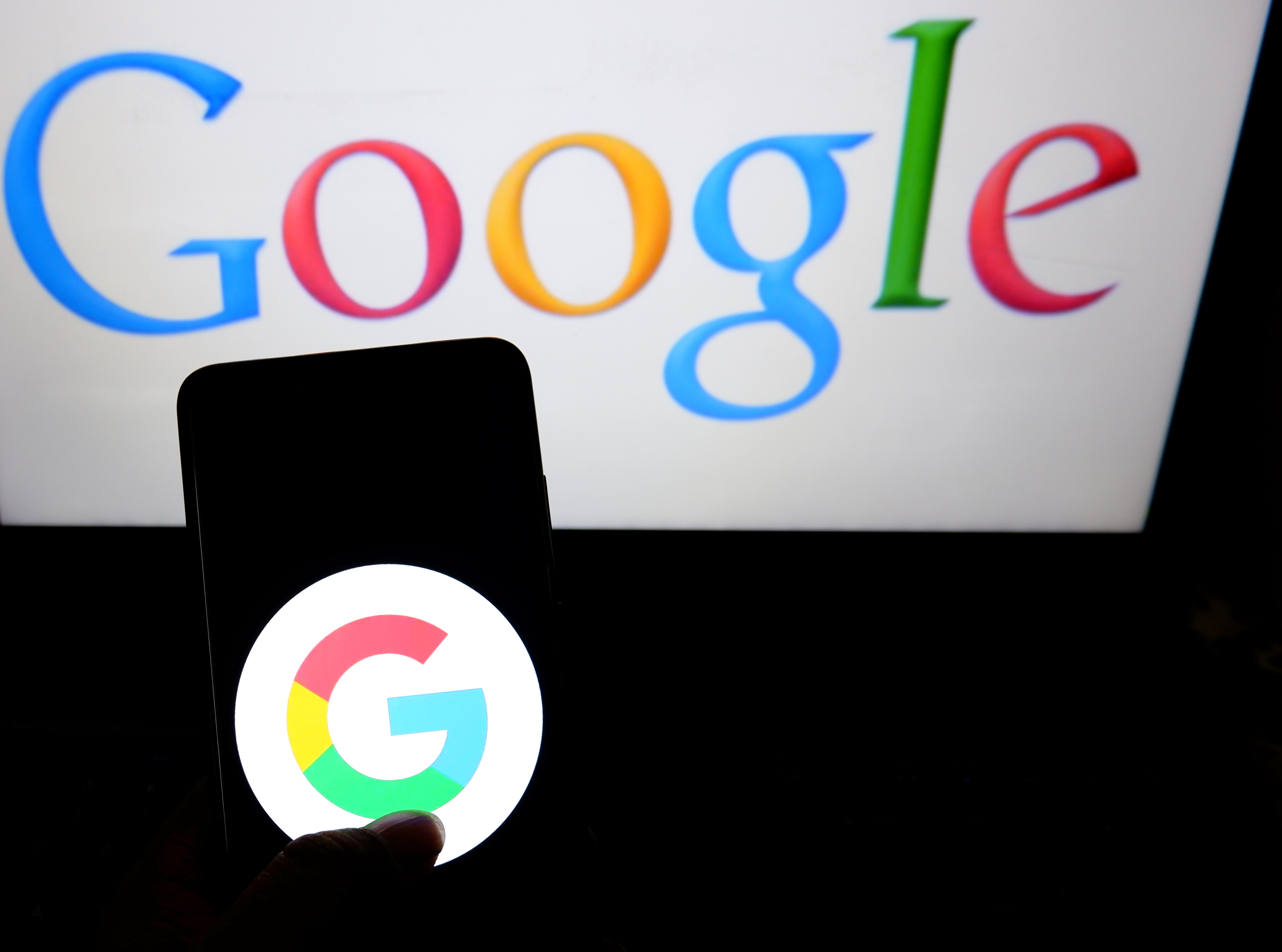 INDIA - 2019/08/12: In this photo illustration the most popular social search engine Google logo seen displayed on a smartphone.
