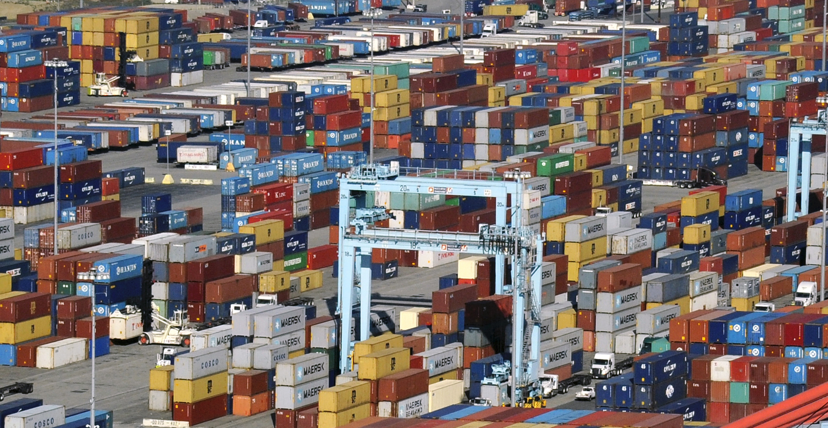 Cargo Ships and containers at Port of Long Beach