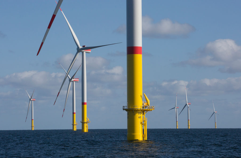 The offshore wind farm Arkona, a project of the energy companies E.ON and Equinor, in the Baltic Sea.