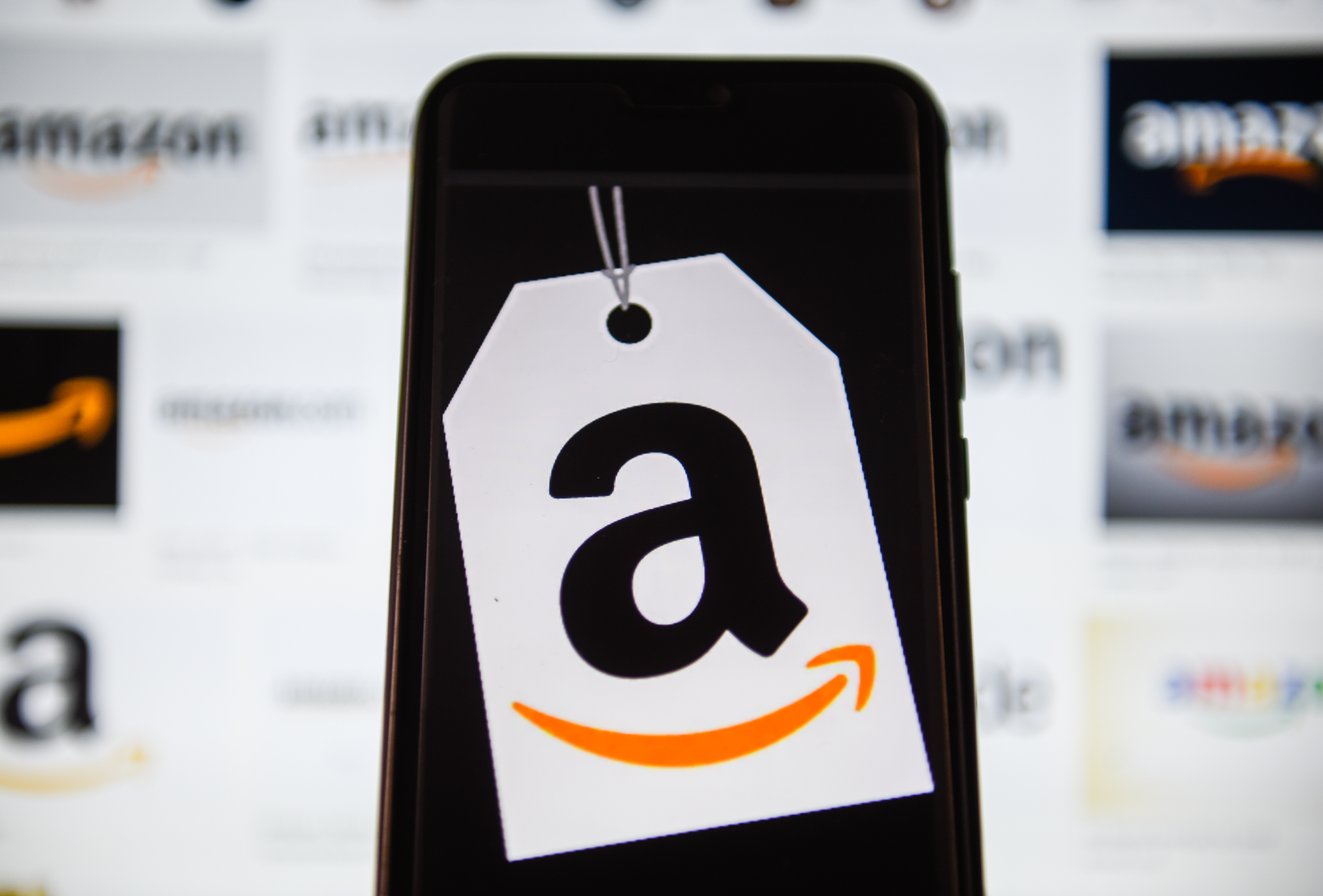 POLAND - 2019/10/29: In this photo illustration an Amazon logo displayed on a smartphone. (Photo by Omar Marques/SOPA Images/LightRocket via Getty Images)