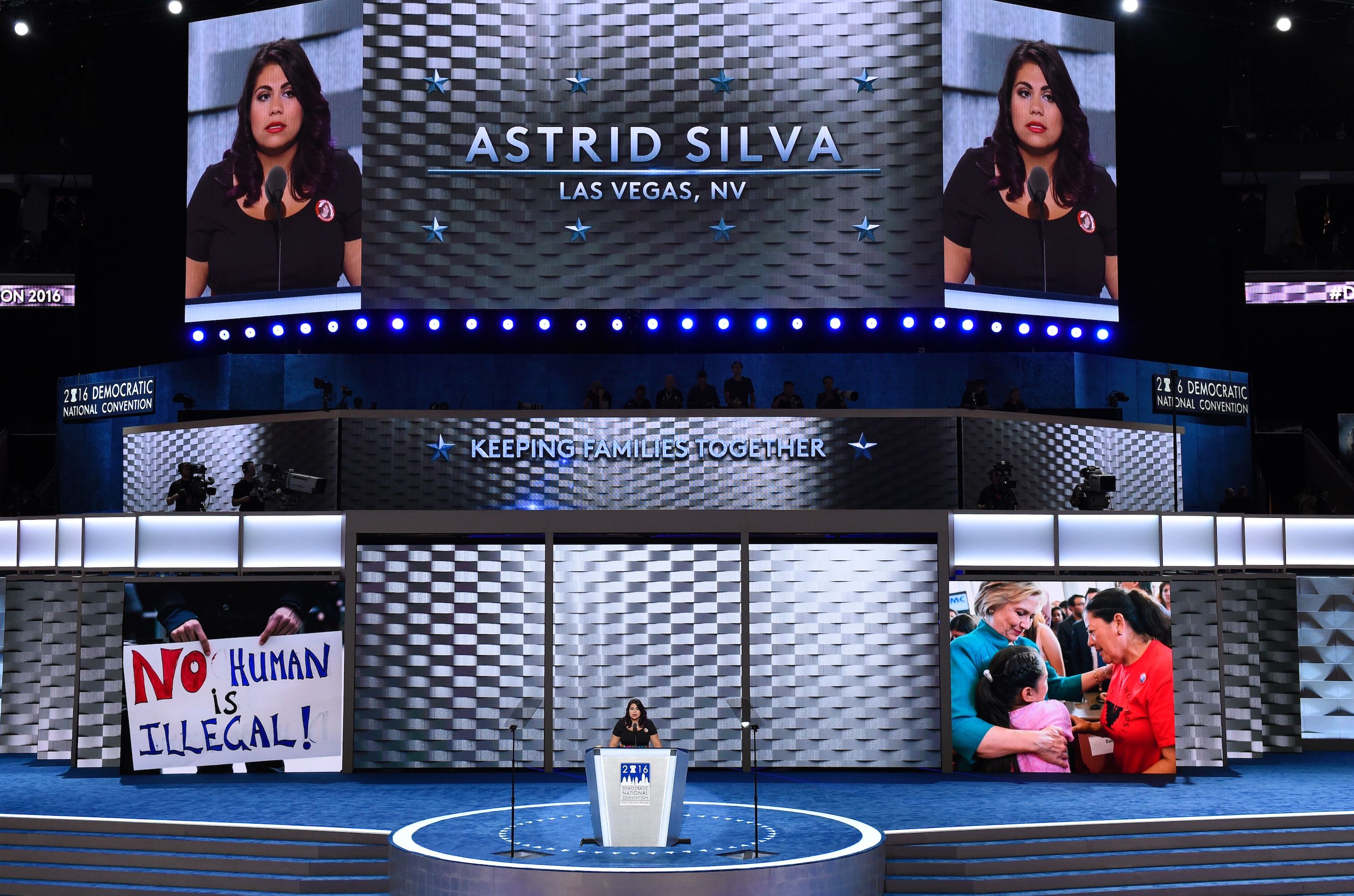 Latino voter activist Astrid Silva, a Dreamer, speaks July 25, 2016, at the Democratic National Convention in Philadelphia, Penn.