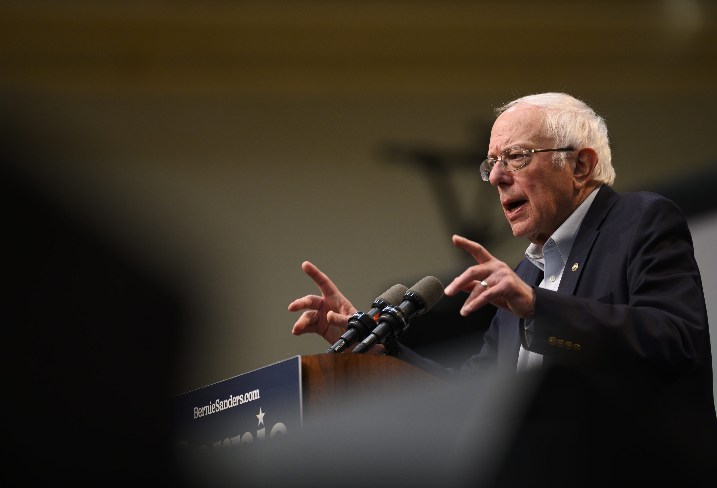 DES MOINES, IA - NOVEMBER 09: Democratic Presidential candidate Bernie Sanders (I-VT) speaks during the Climate Crisis Summit at Drake University on November 9, 2019 in Des Moines, Iowa. Sanders spoke about the current state of climate change in relation to U.S. policy. (Photo by Stephen Maturen/Getty Images)
