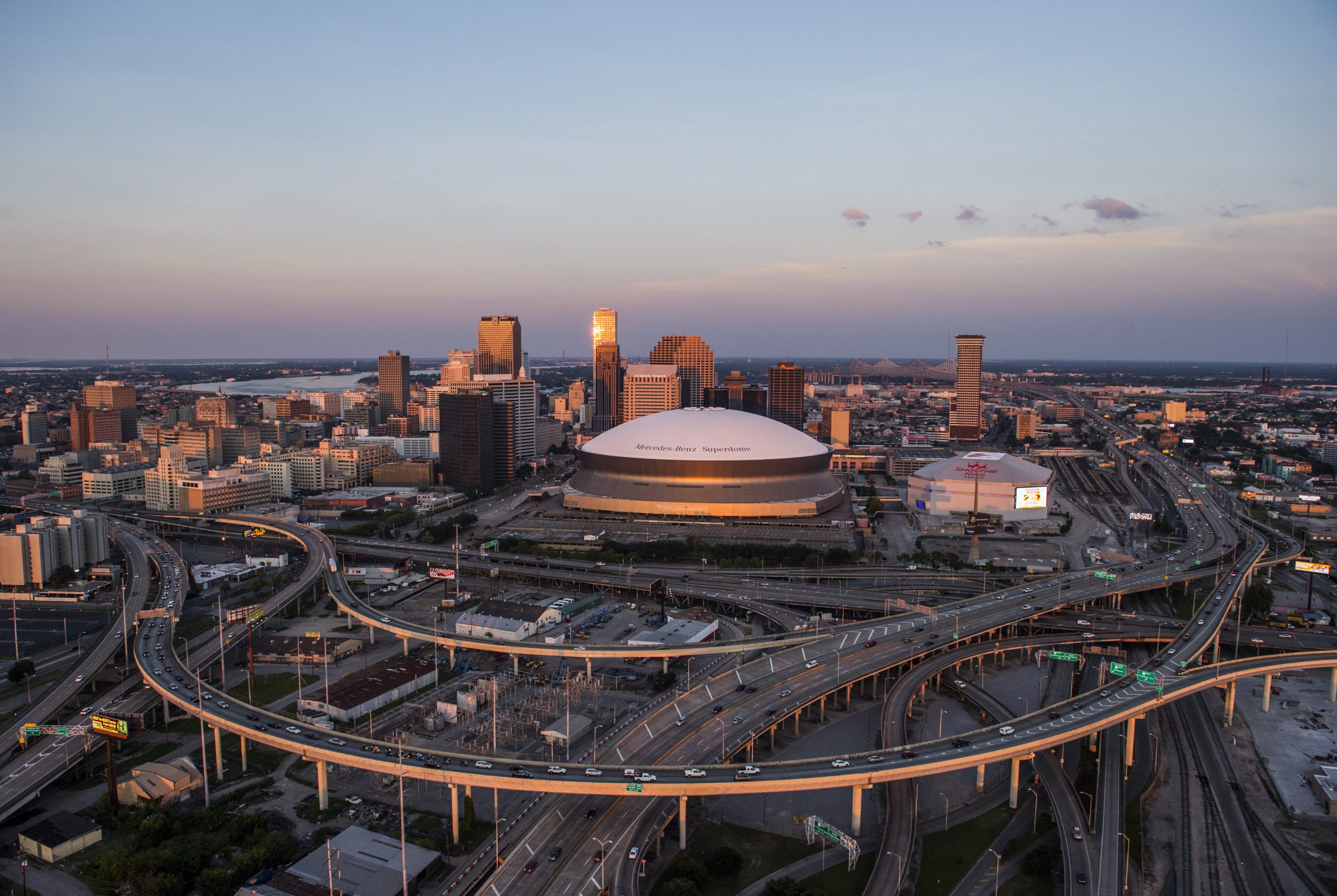 NEW ORLEANS, LA - AUGUST 1: An aerial view of Downtown New Orleans on August 1, 2015 in New Orleans, La. (Photo by Ricky Carioti/The Washington Post via Getty Images)