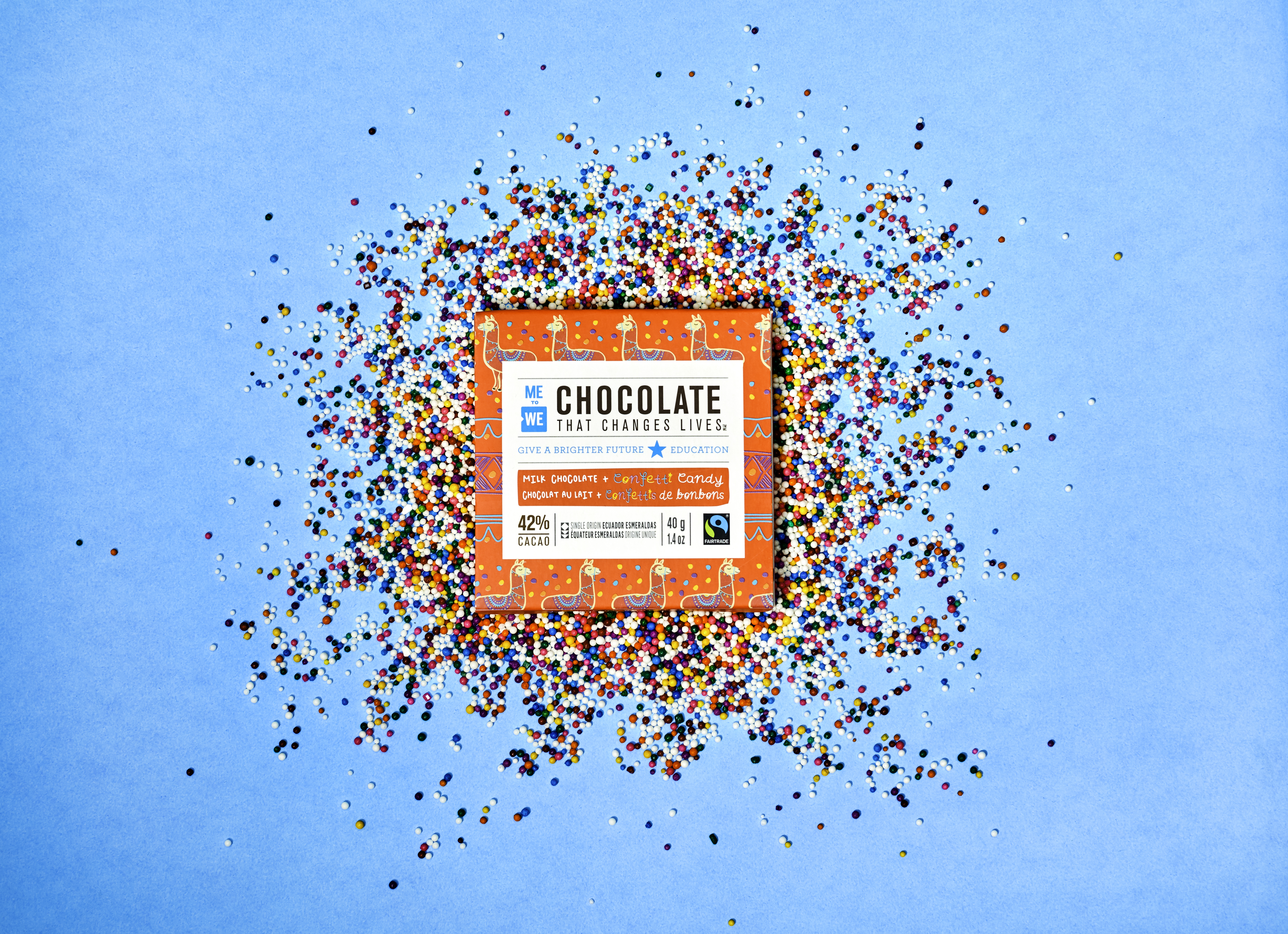 Proceeds from ME to WE's milk chocolate bars go to education for children and boosting cacao farmers in Ecuador.
