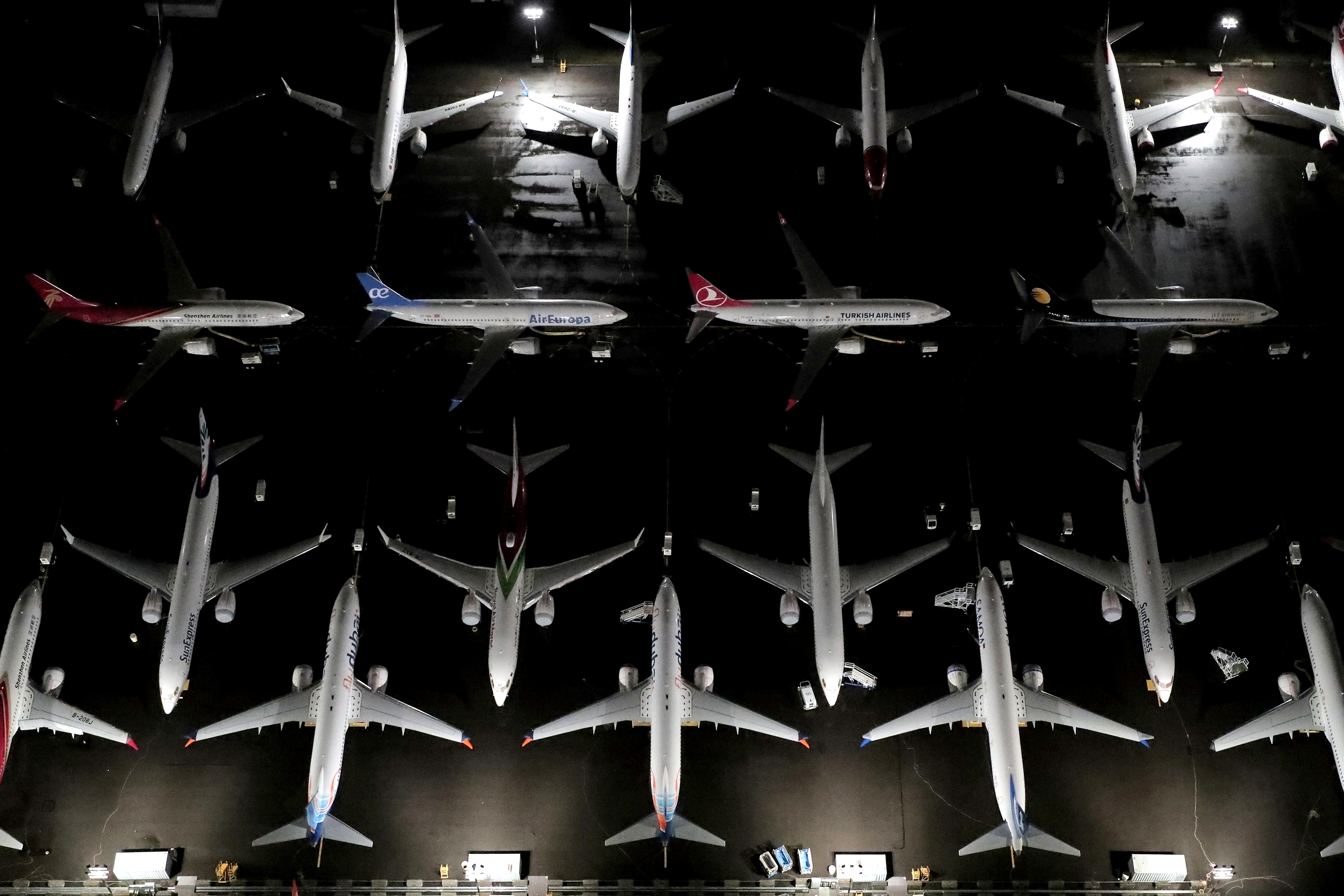 Boeing 737 Max Aerial at Night