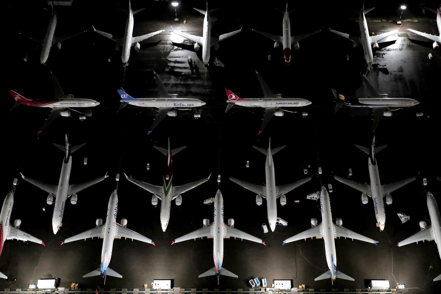 Boeing 737 Max Aerial at Night