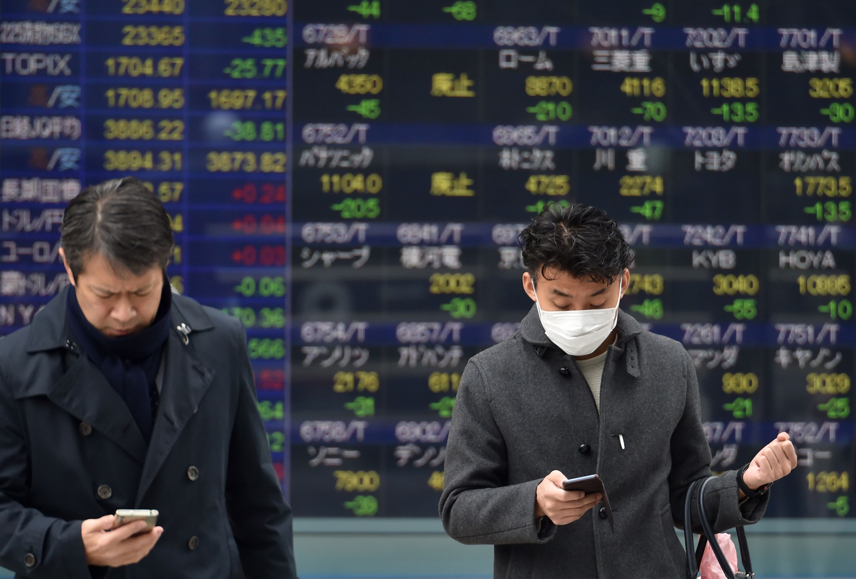 Tokyo's benchmark Nikkei index dropped more than two percent January 27 on concerns over the potential impact of a new coronavirus that has killed at least 80 people in China.