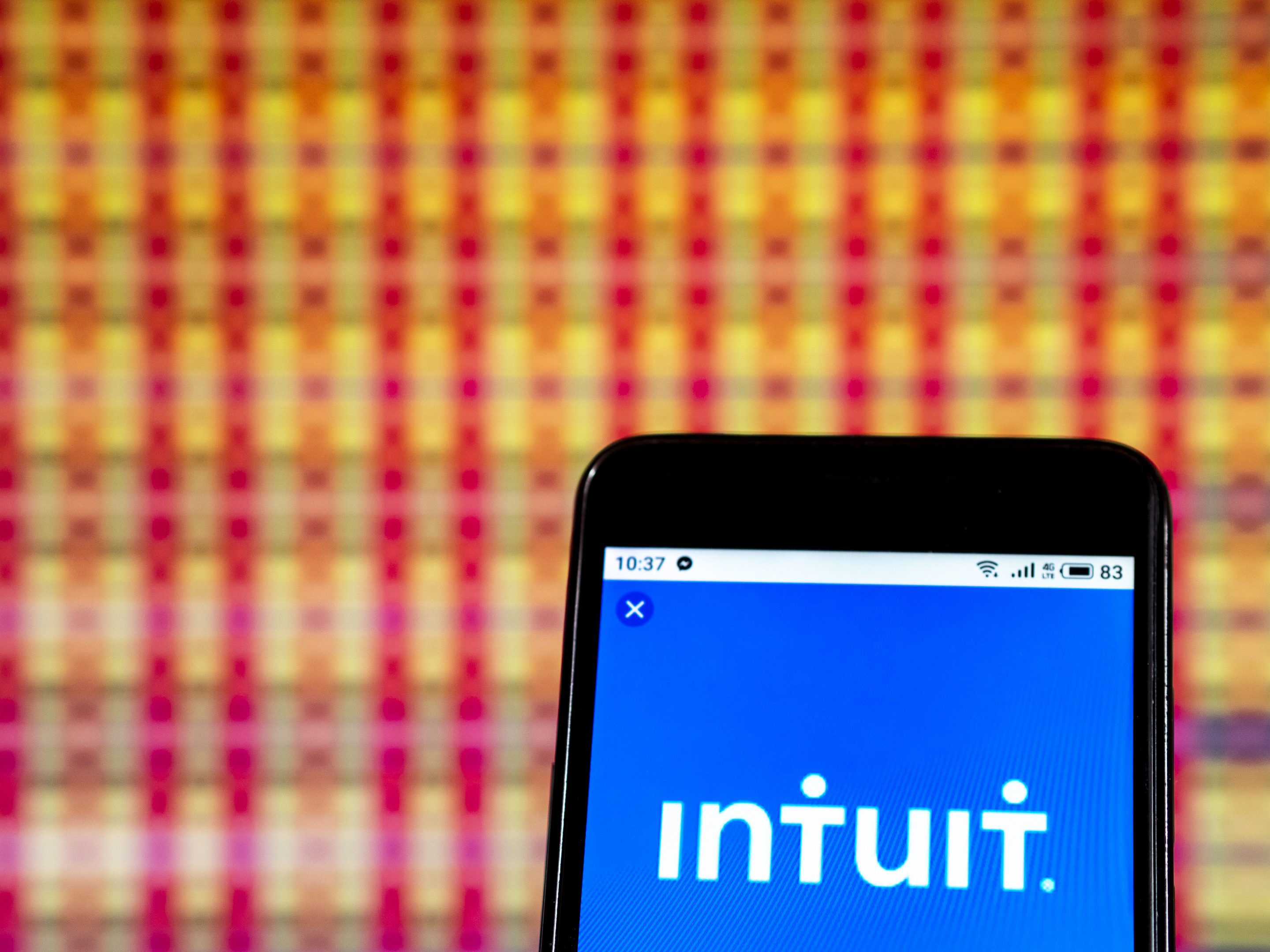KIEV, UKRAINE - 2019/01/07:  In this photo illustration, the Intuit Software company logo seen displayed on a smartphone. 