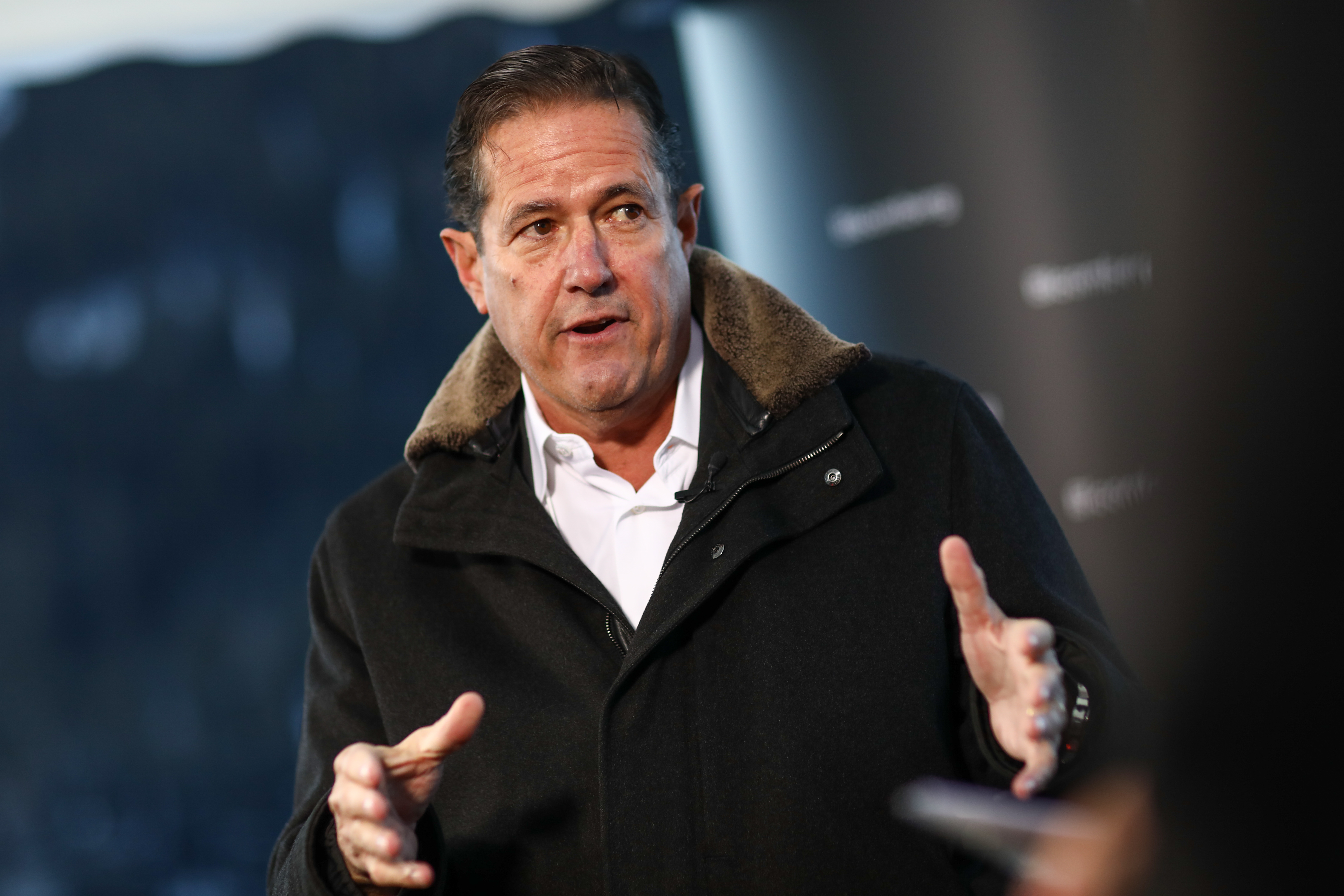 Jes Staley, chief executive officer of Barclays Plc, gestures as he speaks during a Bloomberg Television interview on day two of the World Economic Forum (WEF) in Davos, Switzerland, on Wednesday, Jan. 22, 2020. World leaders, influential executives, bankers and policy makers attend the 50th annual meeting of the World Economic Forum in Davos from Jan. 21 - 24. Photographer: Simon Dawson/Bloomberg via Getty Images