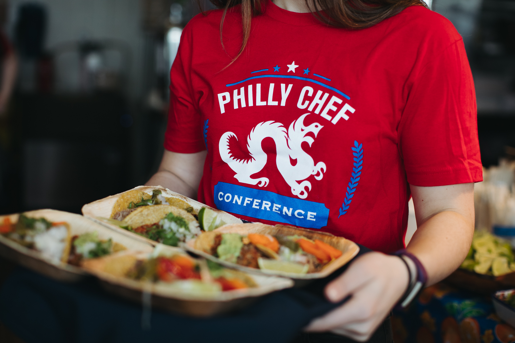 Servings of South Philly Barbacoa tacos at the Philly Chef Conference.