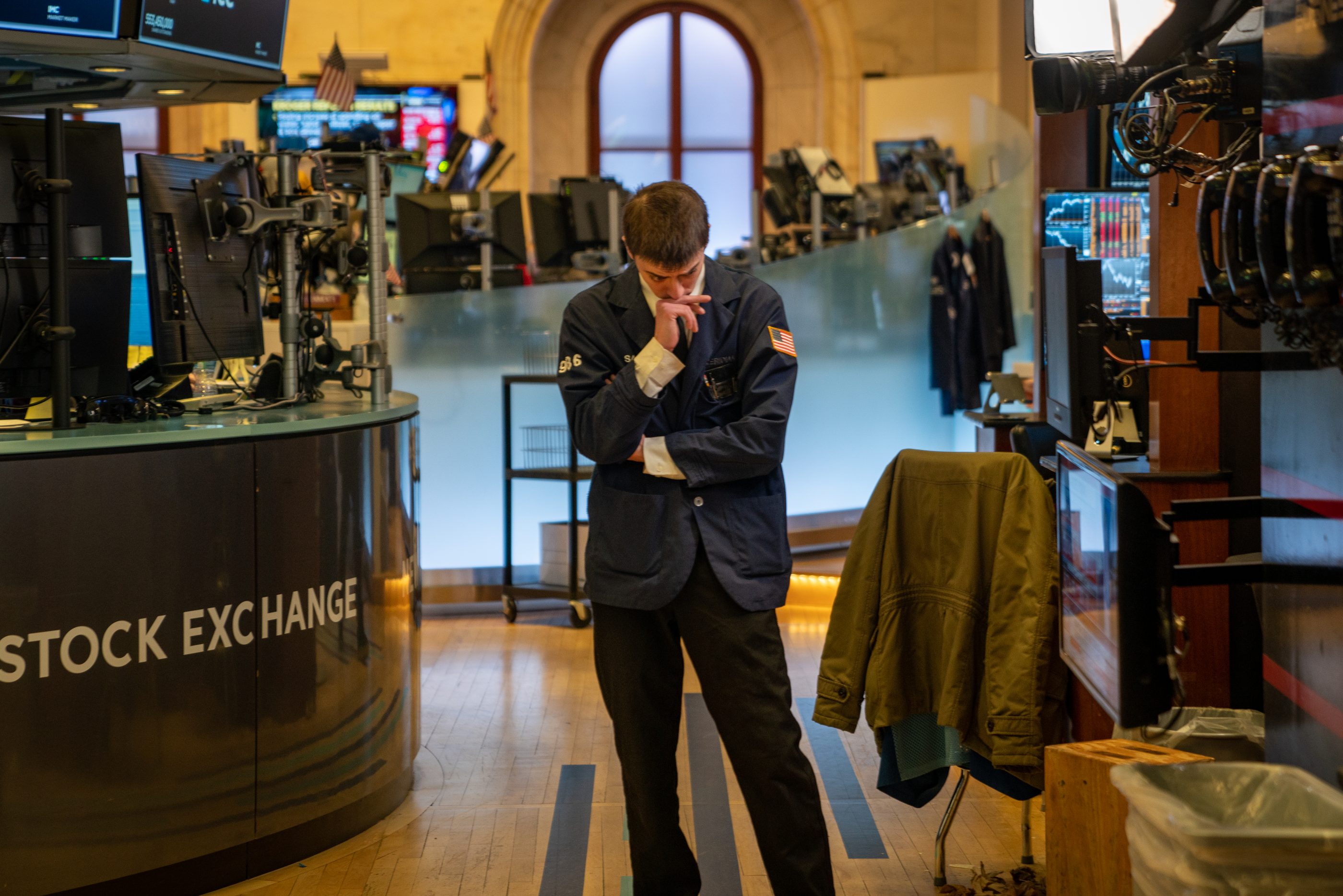 Among the industry sectors tracked by the S&P 500, banks and travel companies were hit particularly hard.A trader on the floor of the New York Stock Exchange (NYSE) on March 5, 2020 in New York City.