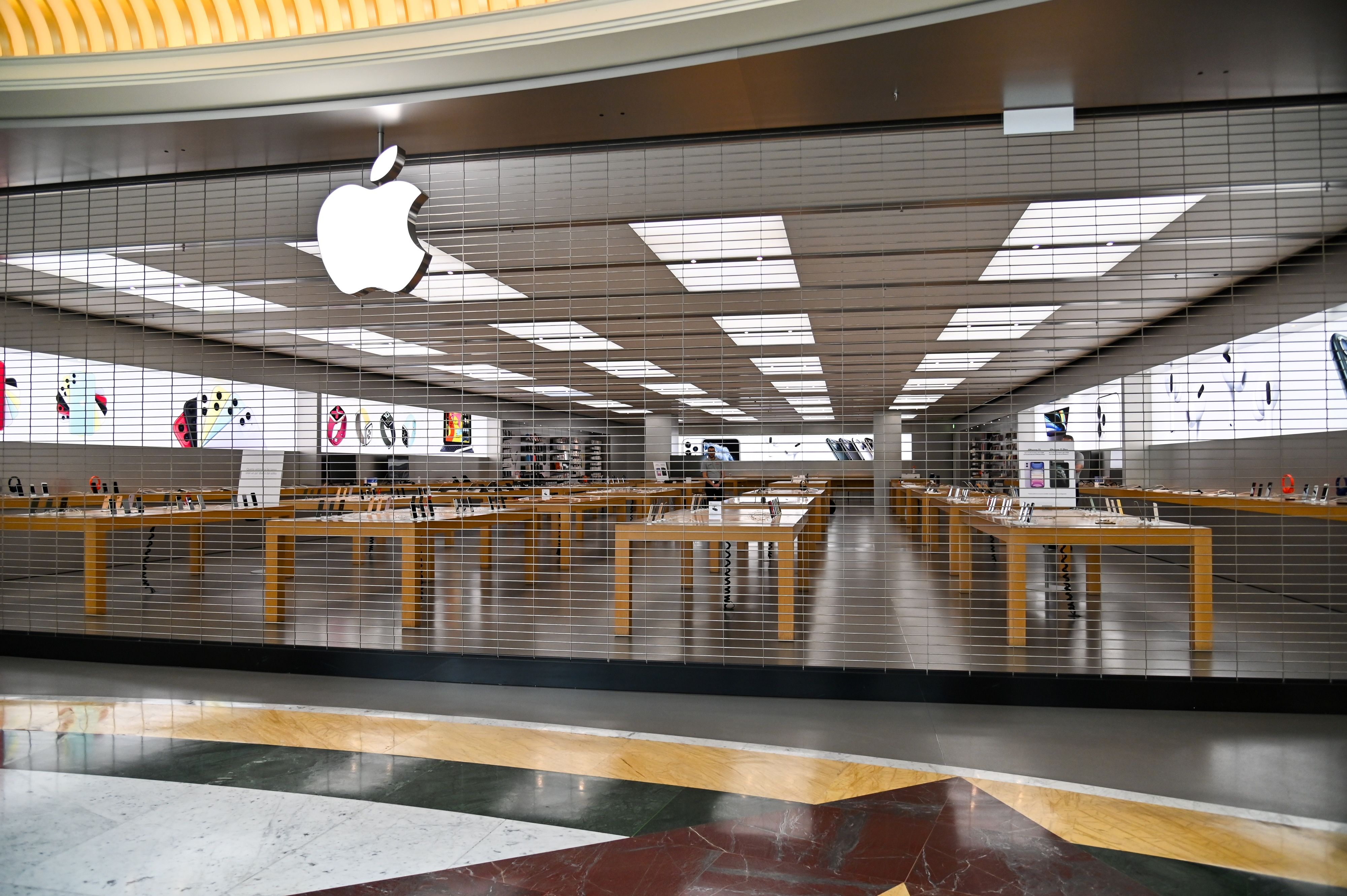 A closed Apple Store in Rome.