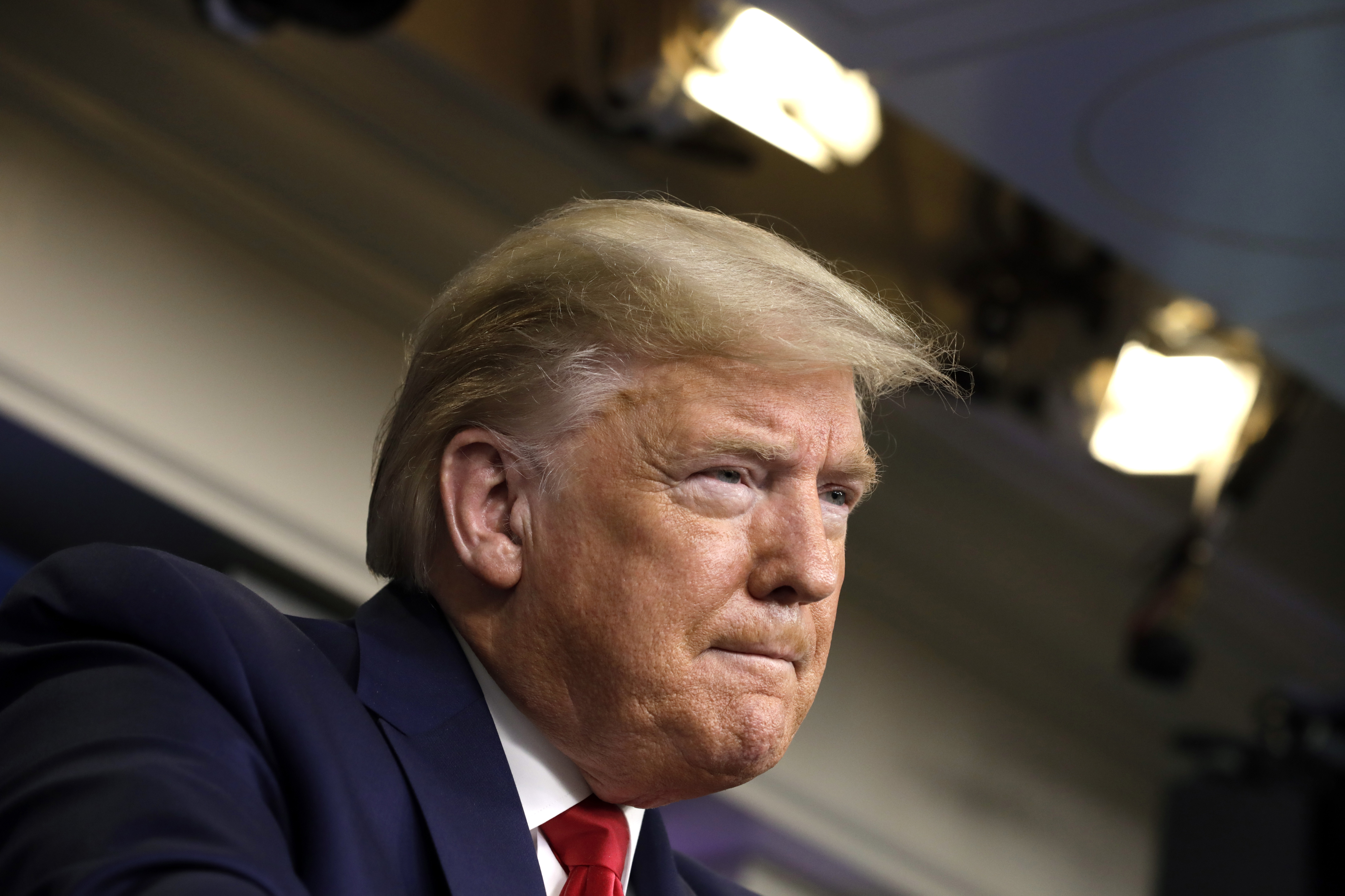 U.S. President Donald Trump speaks during a Coronavirus Task Force news conference at the White House in Washington, D.C., U.S., on Thursday, March 26, 2020. Trump claimed that U.S. unemployment claims would have been even worse if he hadnt restricted travel from China in late January to try to stave off the coronavirus outbreak. Photographer: Yuri Gripas/Abaca Press/Bloomberg via Getty Images