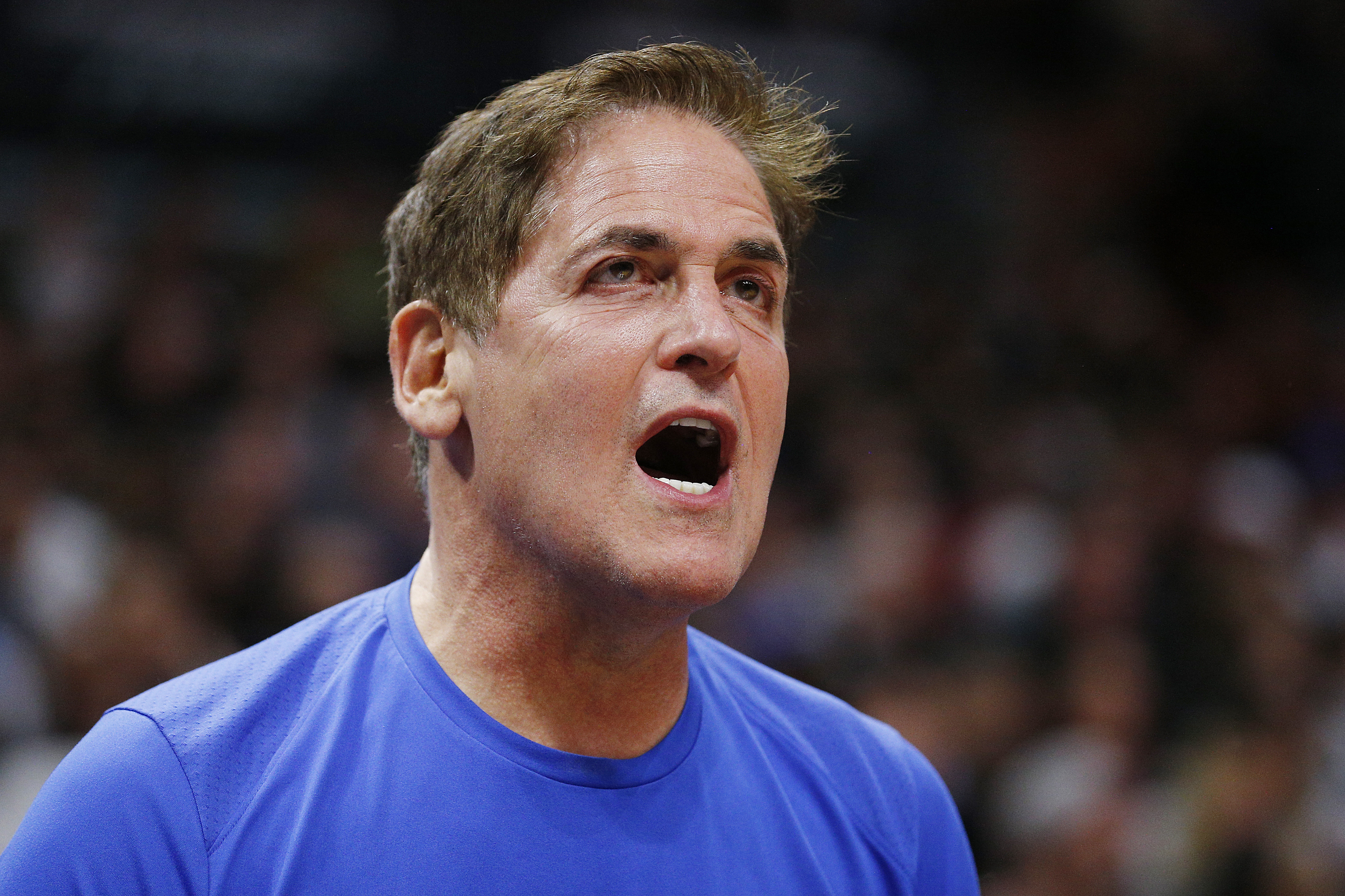 MIAMI, FLORIDA - FEBRUARY 28: Owner Mark Cuban of the Dallas Mavericks reacts against the Miami Heat during the second half at American Airlines Arena on February 28, 2020 in Miami, Florida.