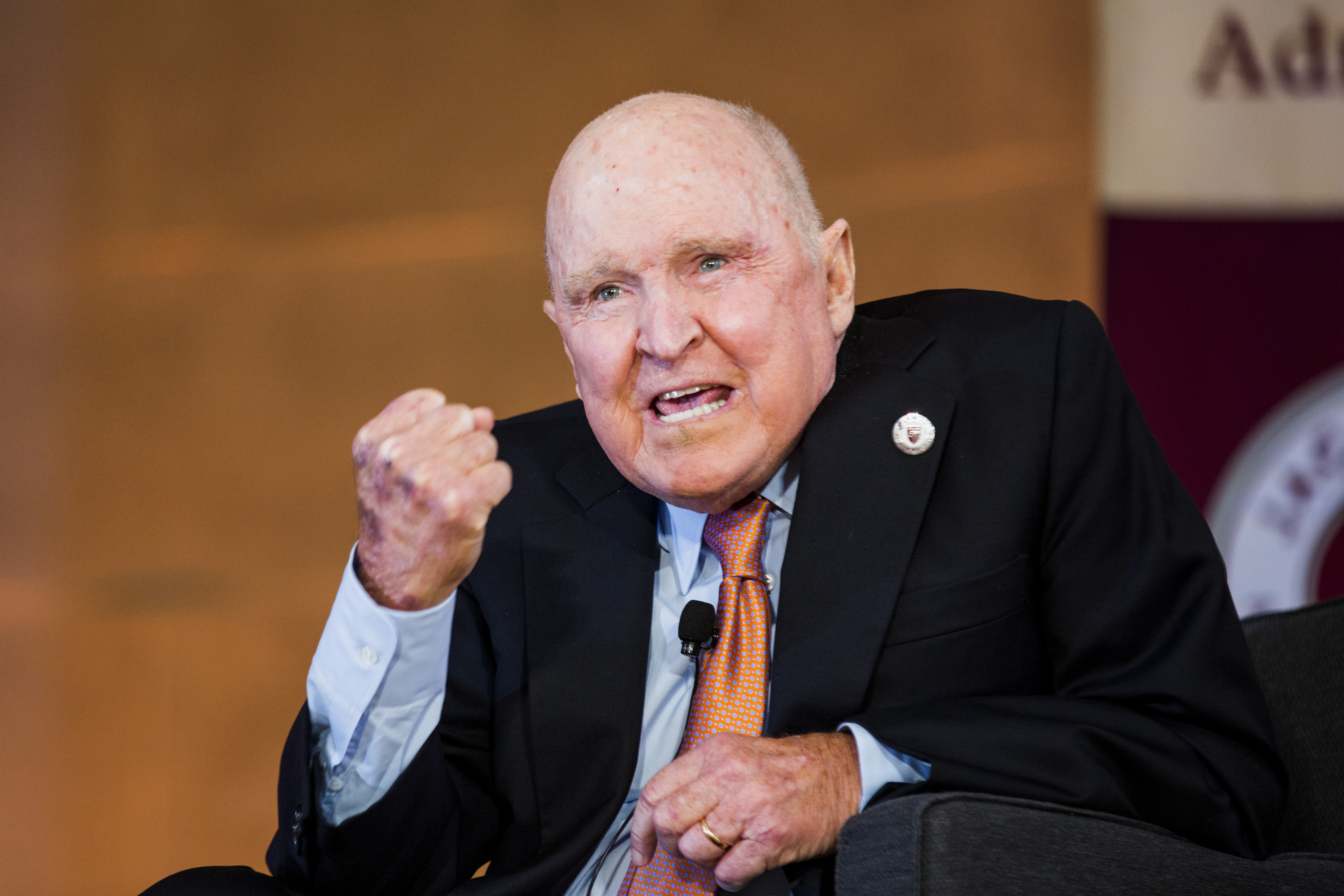 Former General Electric CEO Jack Welch speaks during a ceremony for students at the Jack Welch Management Institute, June 11, 2016 in Washington, DC.