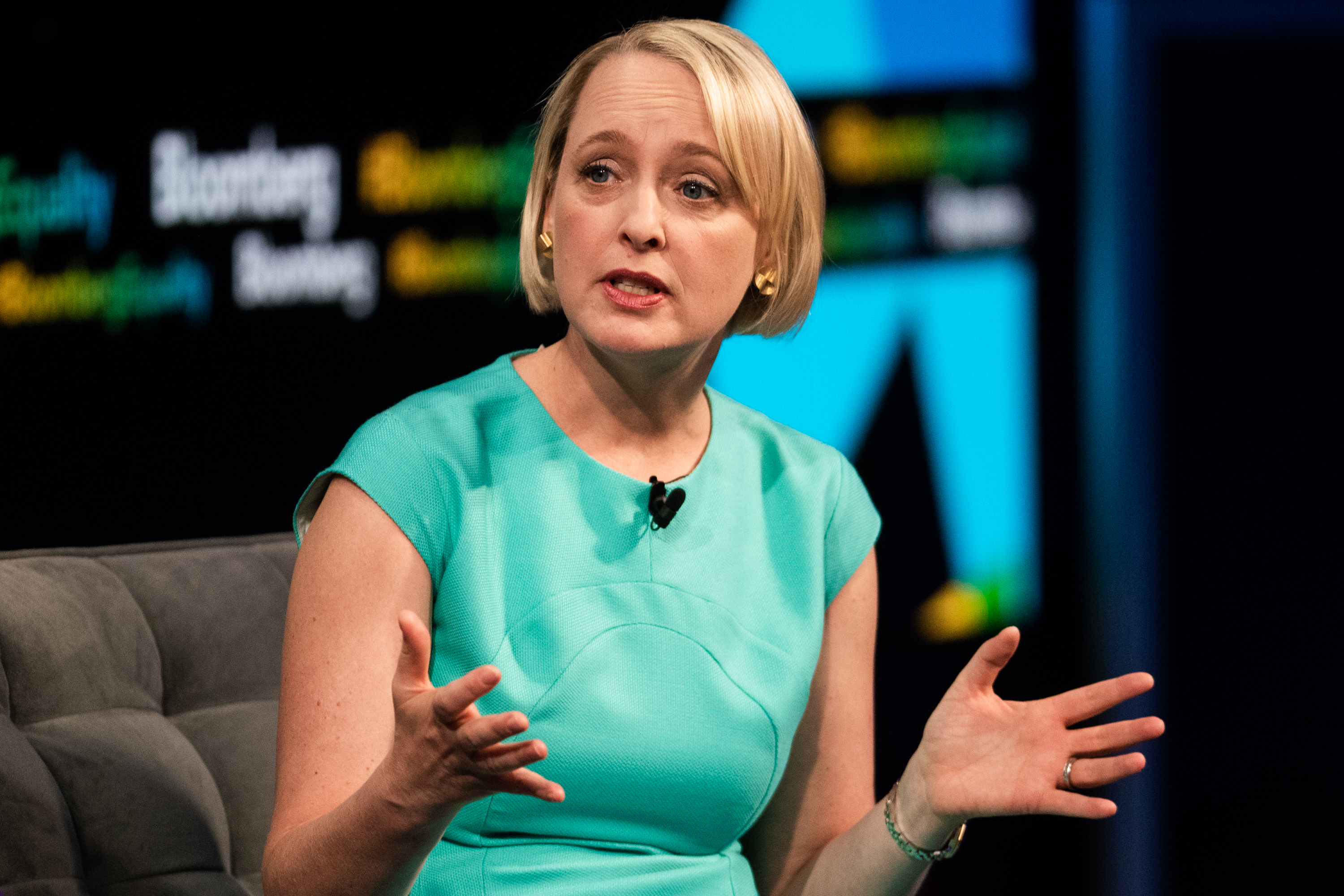 Julie Sweet, chief executive officer of North America for Accenture PLC, speaks during the Bloomberg Business of Equality conference in New York, U.S., on Tuesday, May 8, 2018.