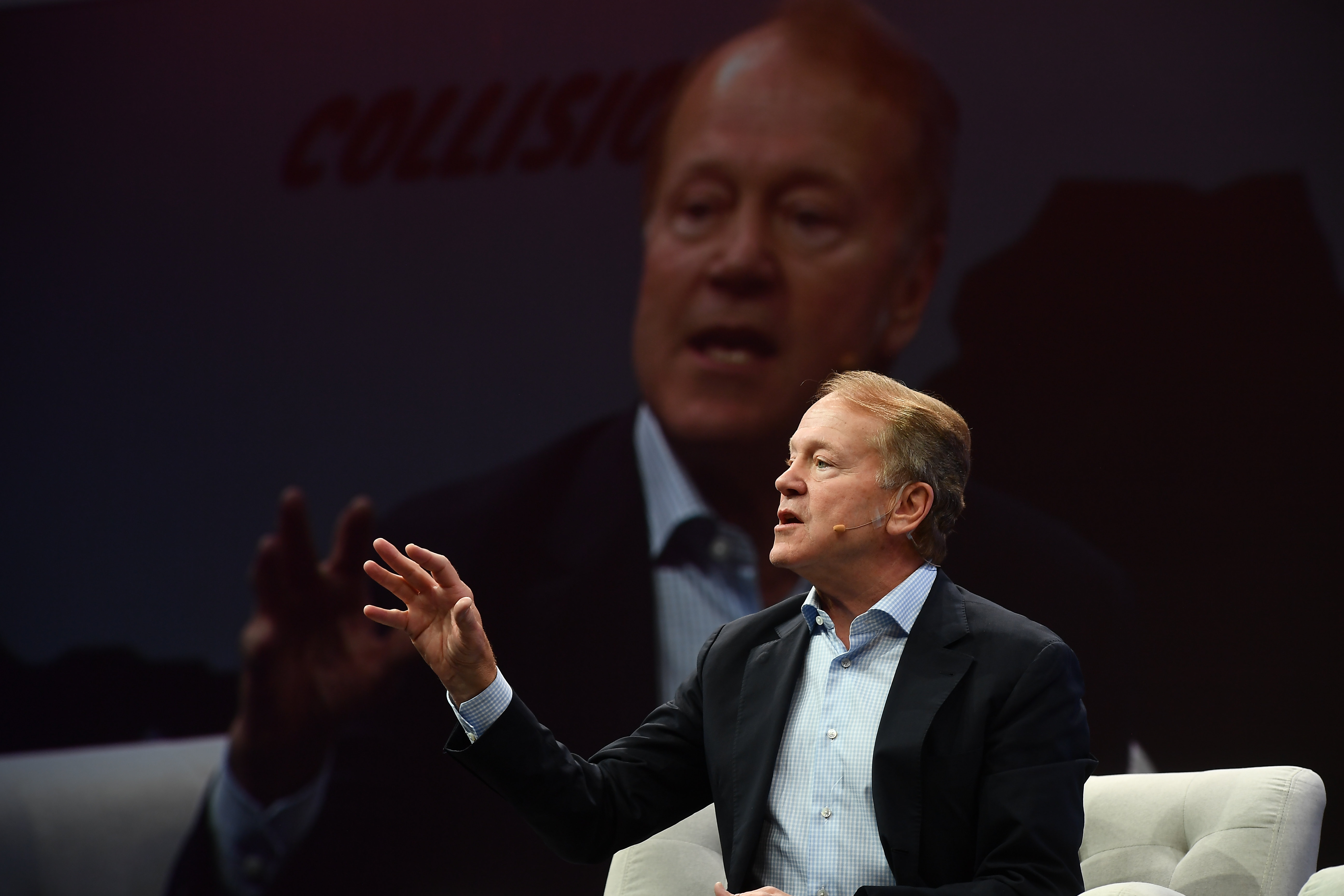 Toronto , Canada - 22 May 2019; John Chambers, Cisco, on Centre Stage during day two of Collision 2019 at Enercare Center in Toronto, Canada. (Photo By David Fitzgerald/Sportsfile via Getty Images)
