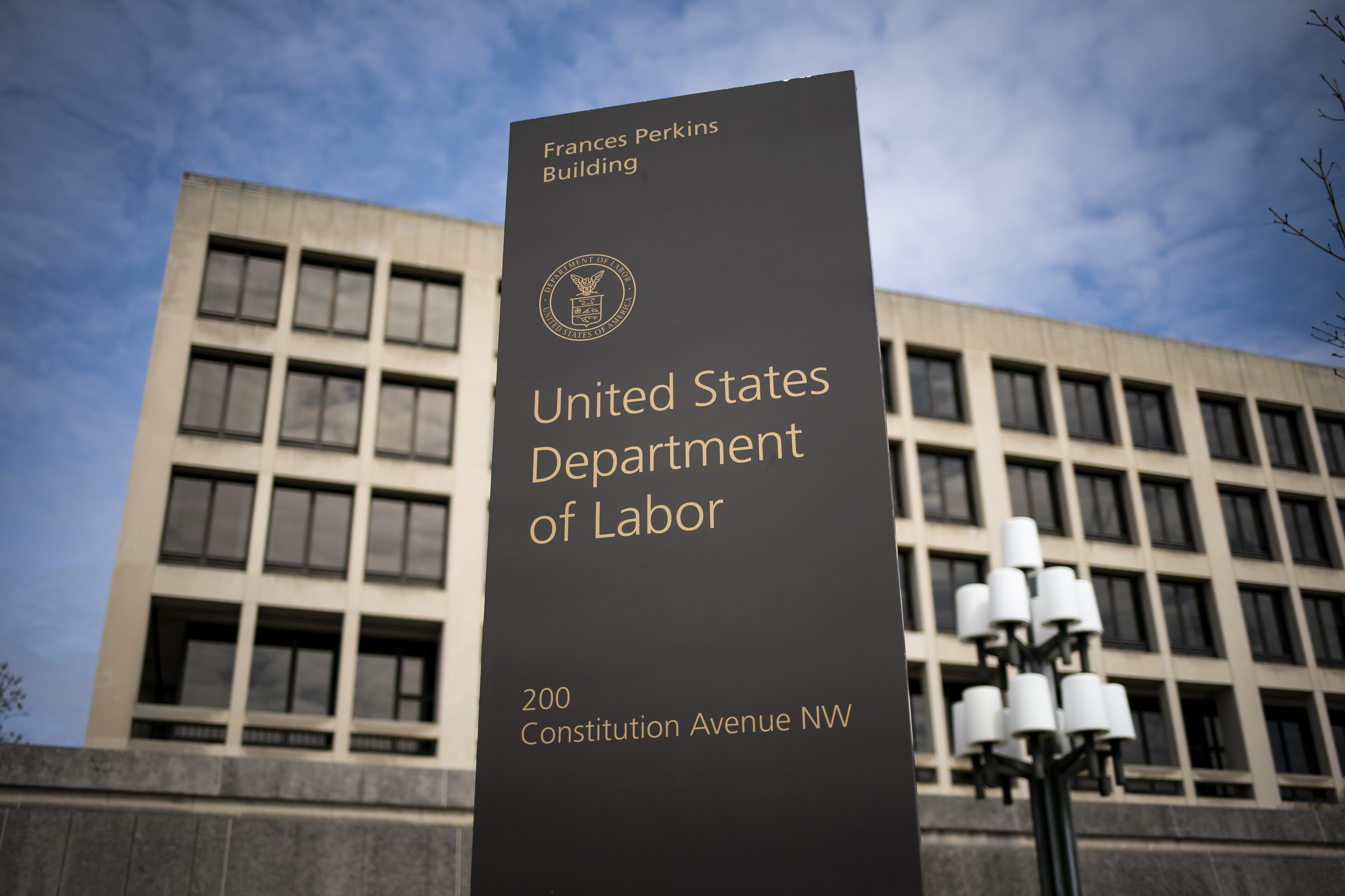 The U.S. Department of Labor headquarters stands in Washington, D.C., U.S. Economists expect another 5.5 million Americans will have filed for unemployment benefits in the past week. Wire photography: Al Drago—Bloomberg via Getty Images