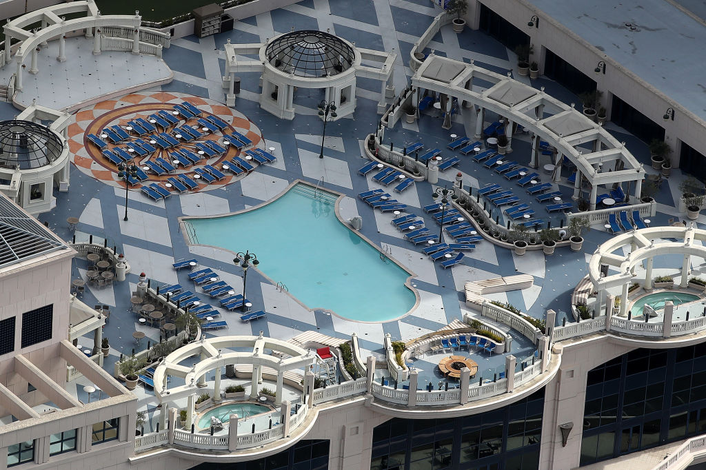 The pool at the Manchester Grand Hyatt on March 20, 2020 in San Diego, California. Tourism to San Diego has been severely impacted by the coronavirus (COVID-19) pandemic. (Photo by Sean M. Haffey/Getty Images)