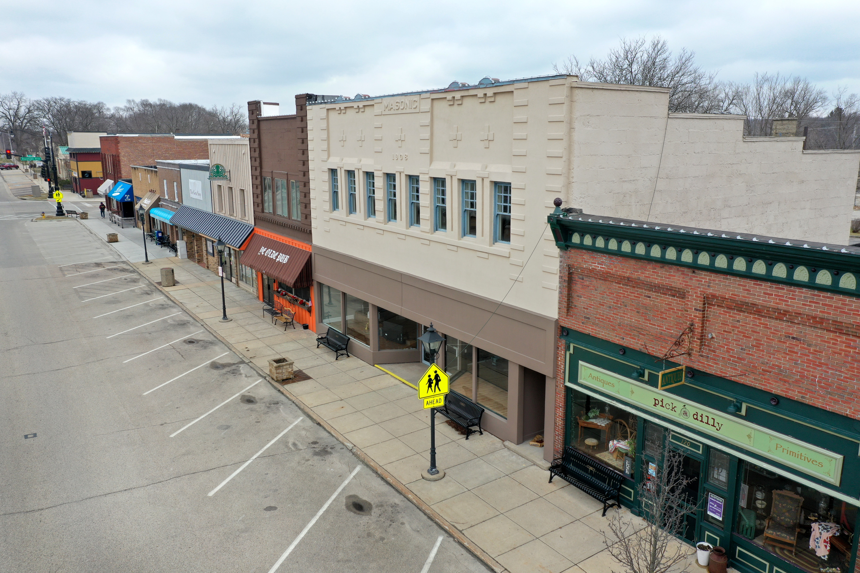 ROCKTON, ILLINOIS  - MARCH 24: A normally busy Main Street is deserted as the small businesses that line the business district remain closed after the governor instituted a shelter-in-place order in an attempt to curtail the spread of the coronavirus (COVID-19) on March 24, 2020 in Rockton, Illinois. Rockton is a town of about 7,500 people along the banks of the Rock river in Northern Illinois.  (Photo by Scott Olson/Getty Images)