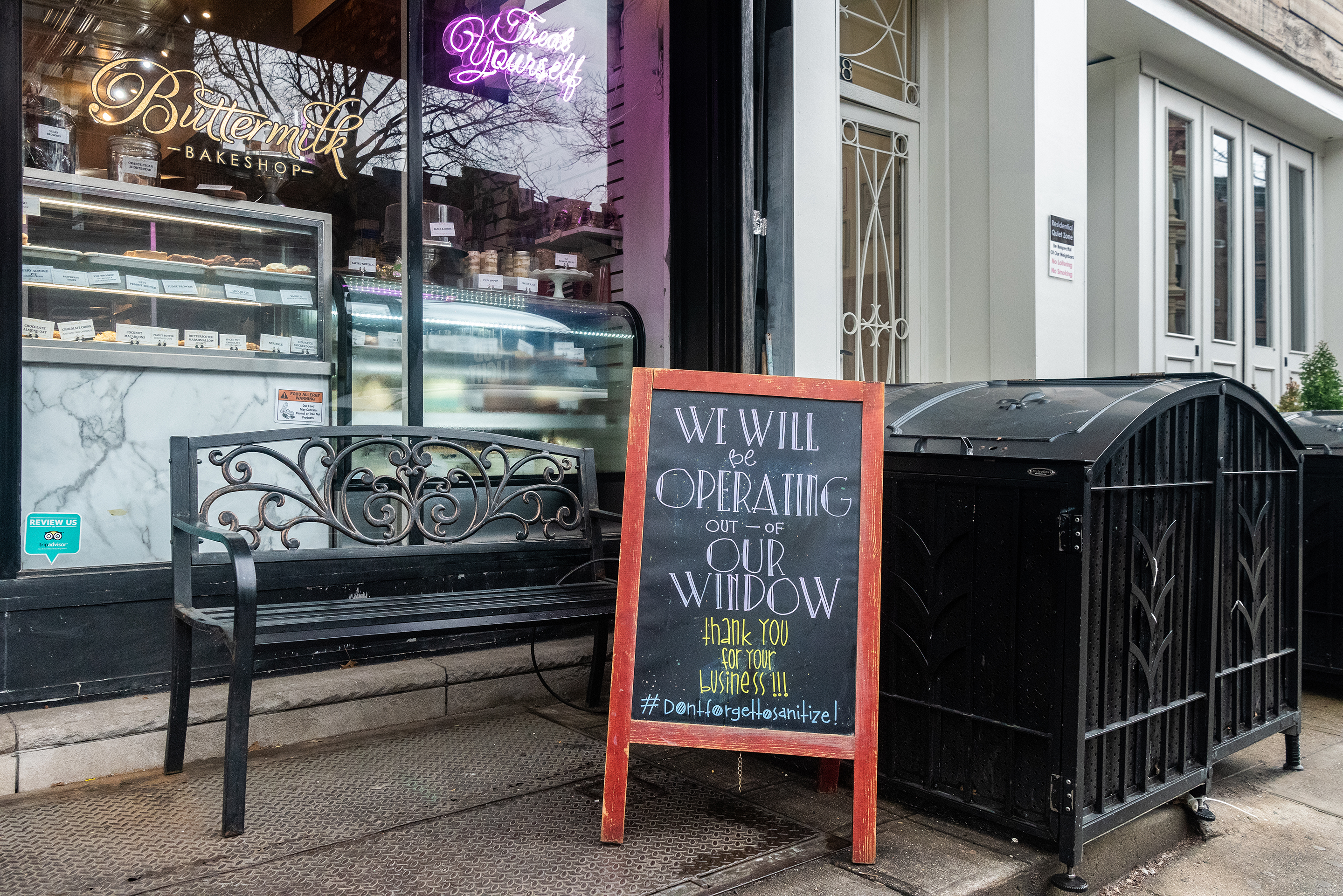 The Buttermilk Bakeshop in Park Slope, Brooklyn is operating out of their window for now in order to prevent the spread of the coronavirus as of March 13, 2020. (Photo by Gabriele Holtermann-Gorden/Sipa USA)No Use UK. No Use Germany.