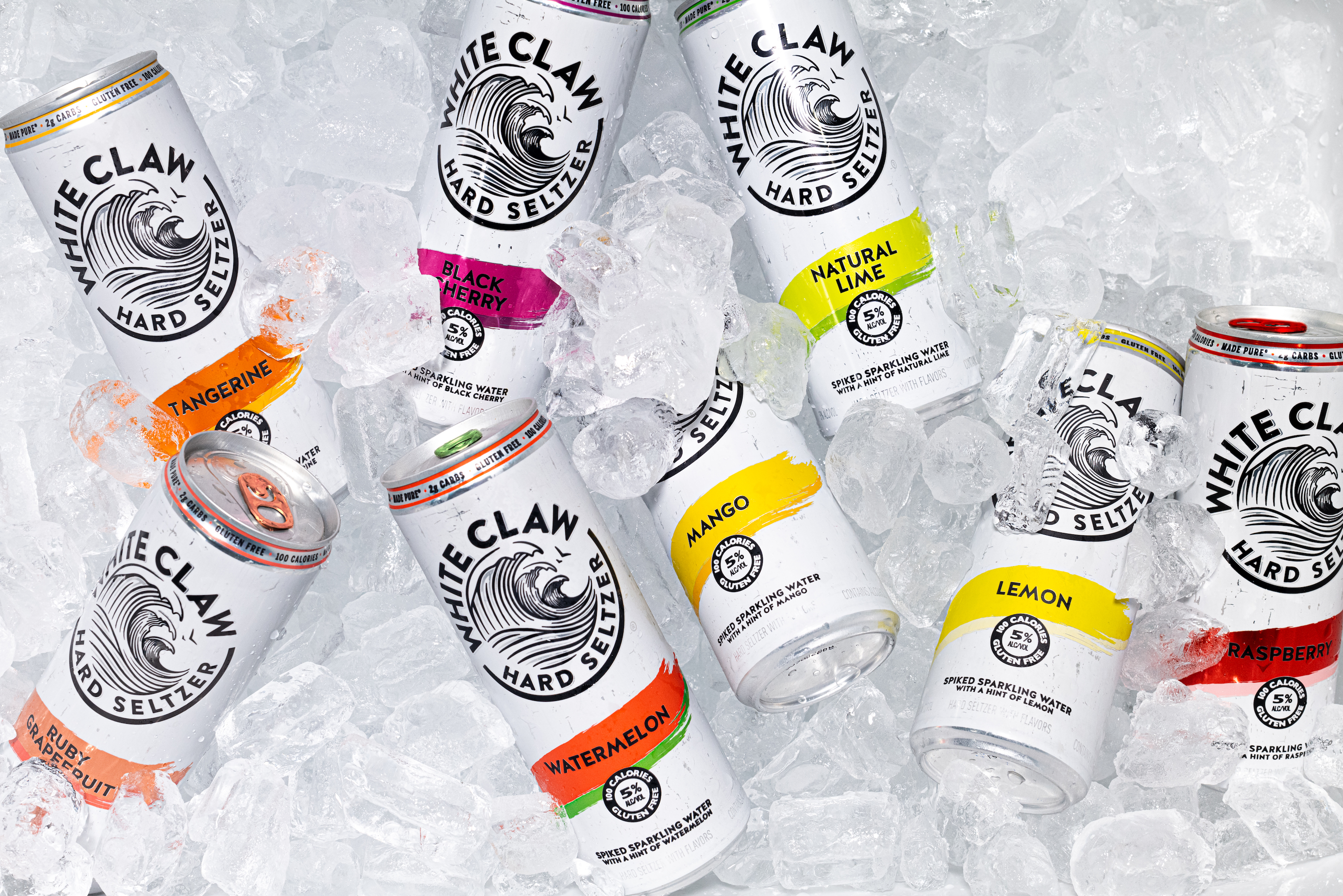 White Claw Hard Seltzer is made using a blend of seltzer water, a gluten-free alcohol base, and fruit flavors.