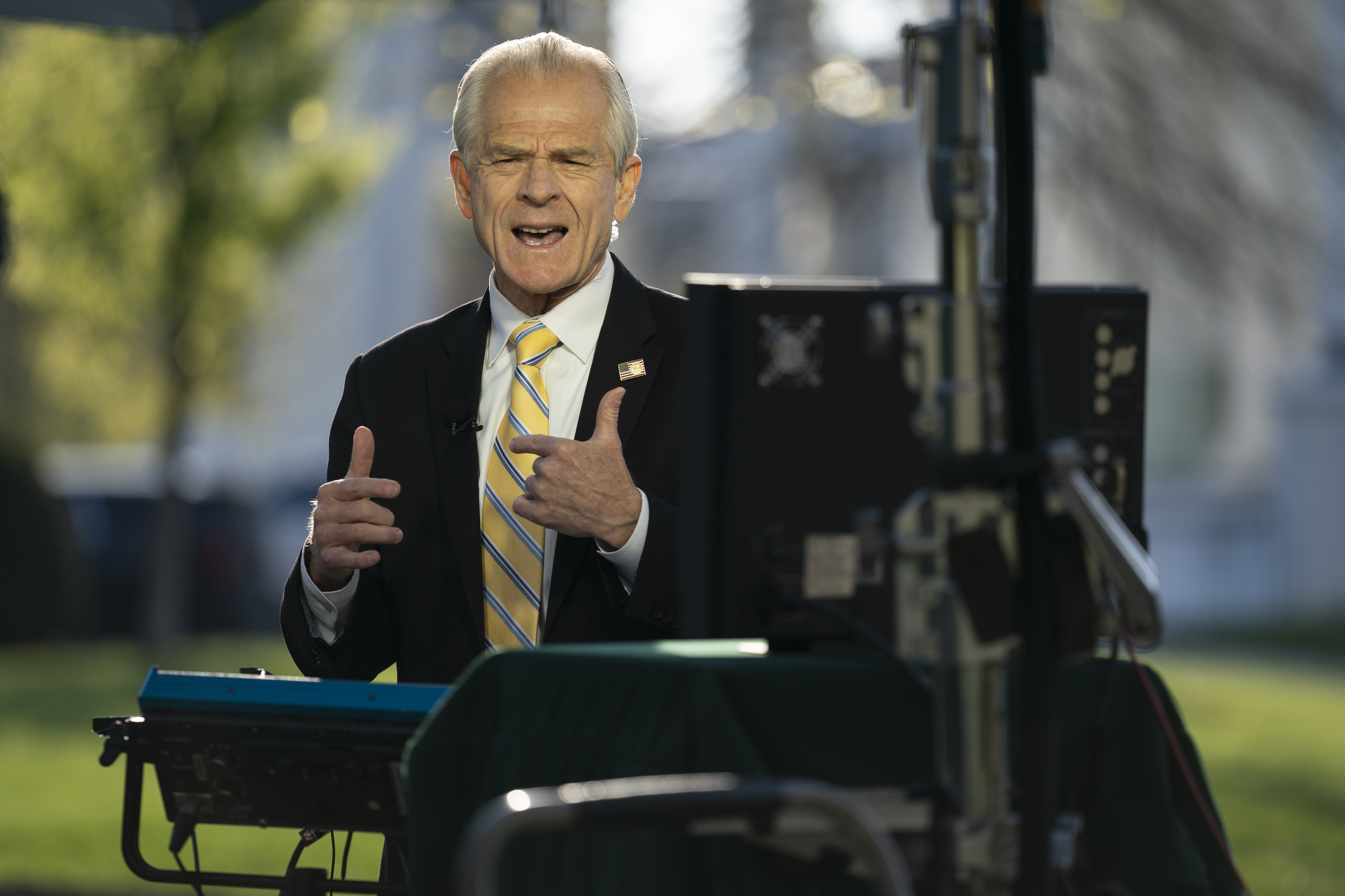White House trade adviser Peter Navarro speaks during an interview at the White House. Evan Vucci—AP Images