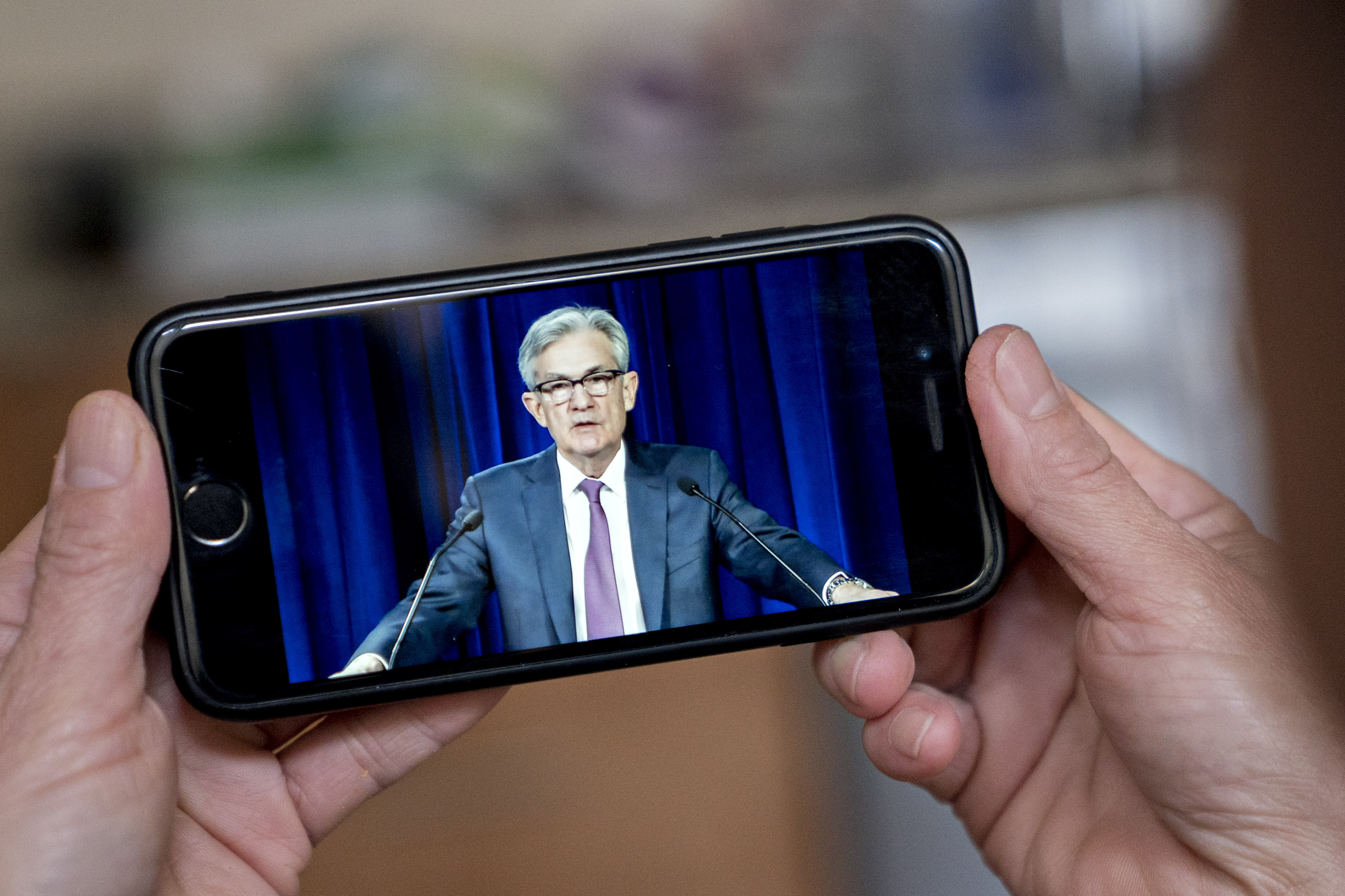 Jerome Powell, chairman of the U.S. Federal Reserve, speaks during a virtual news conference last month. Yesterday, Powell warned of a slow recovery, and said lawmakers and central bankers may need to do more to help struggling businesses and families. Wire photography: Andrew Harrer—Bloomberg via Getty Images