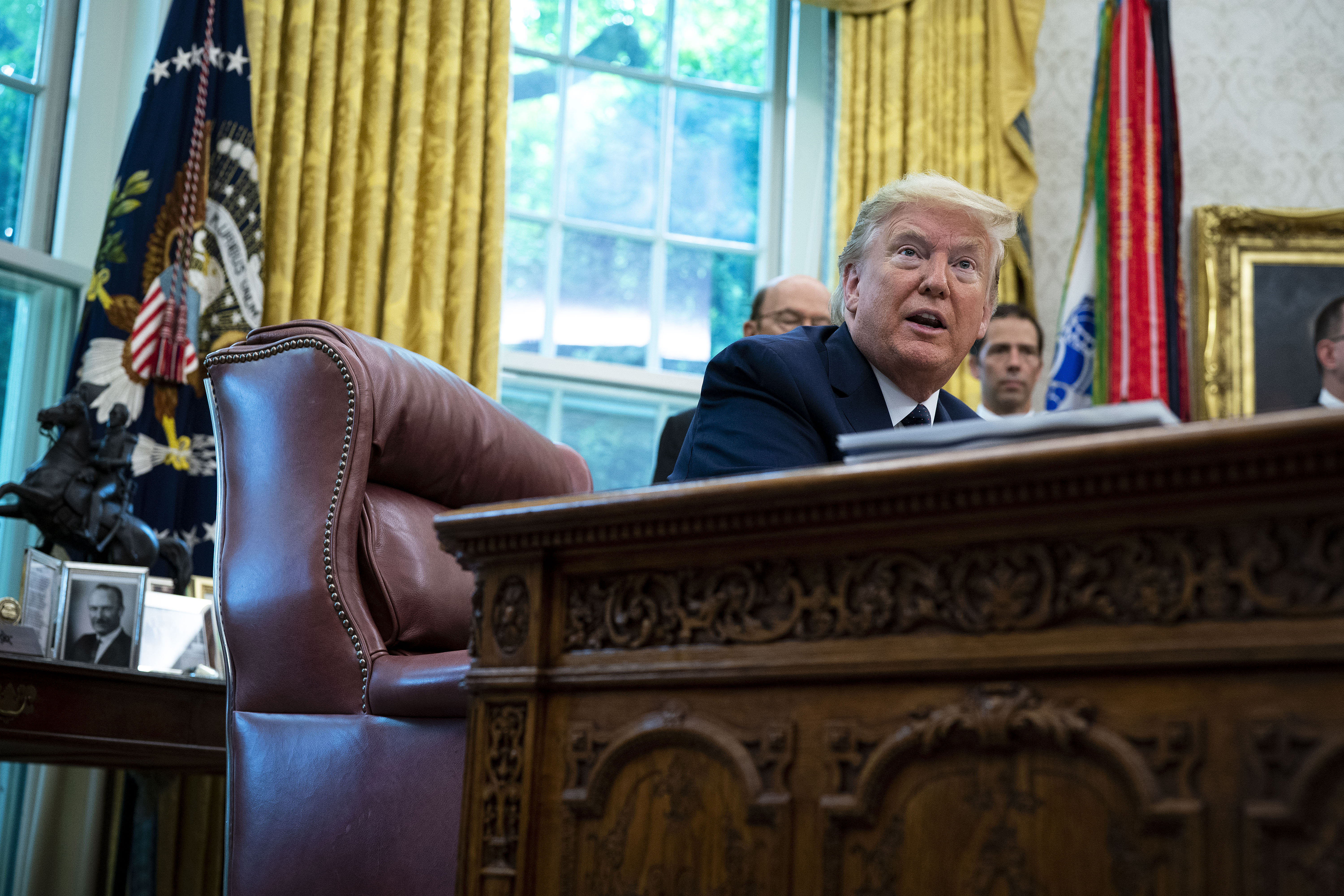 U.S. President Donald Trump said he will hold a press conference on Friday to address the China-Hong Kong political tensions which are roiling global markets. Wire photography: Doug MIlls-Pool/Getty Images
