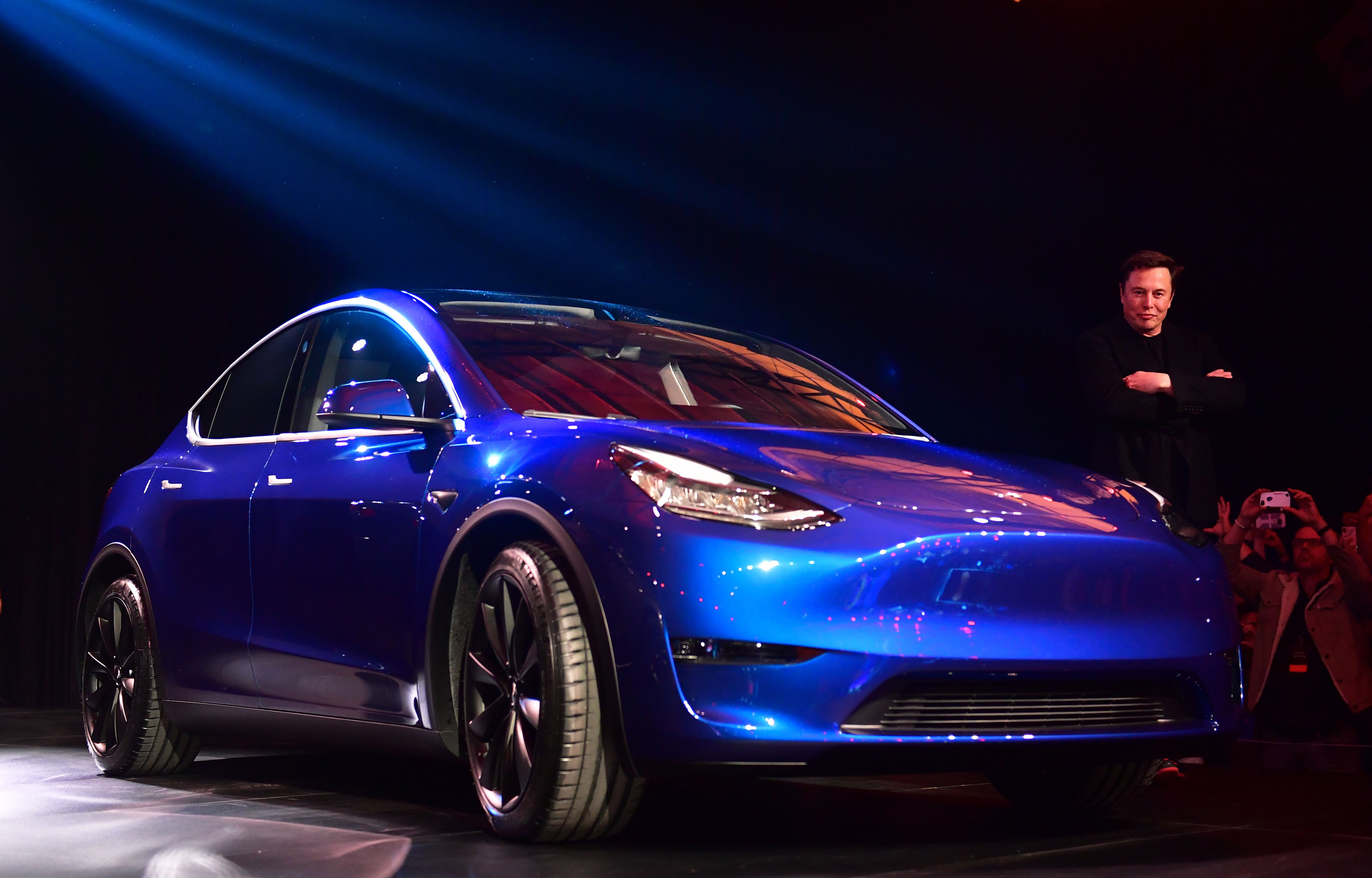 Tesla CEO Elon Musk views the Tesla Model Y in 2019.
Frederic J. BROWN / AFP