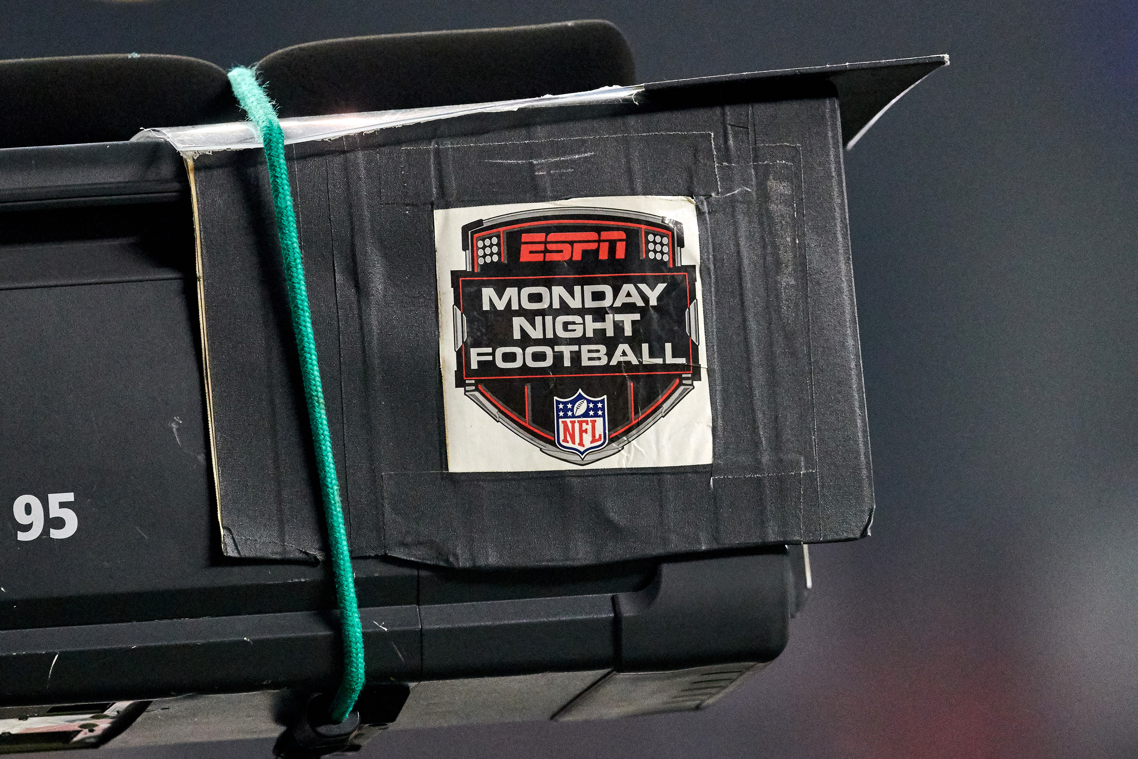The ESPN Monday Night Football logo seen on a broadcast TV camera during the NFL game between the New York Giants and the San Francisco 49ers on November 12, 2018 at Levi's Stadium in Santa Clara, Calif.