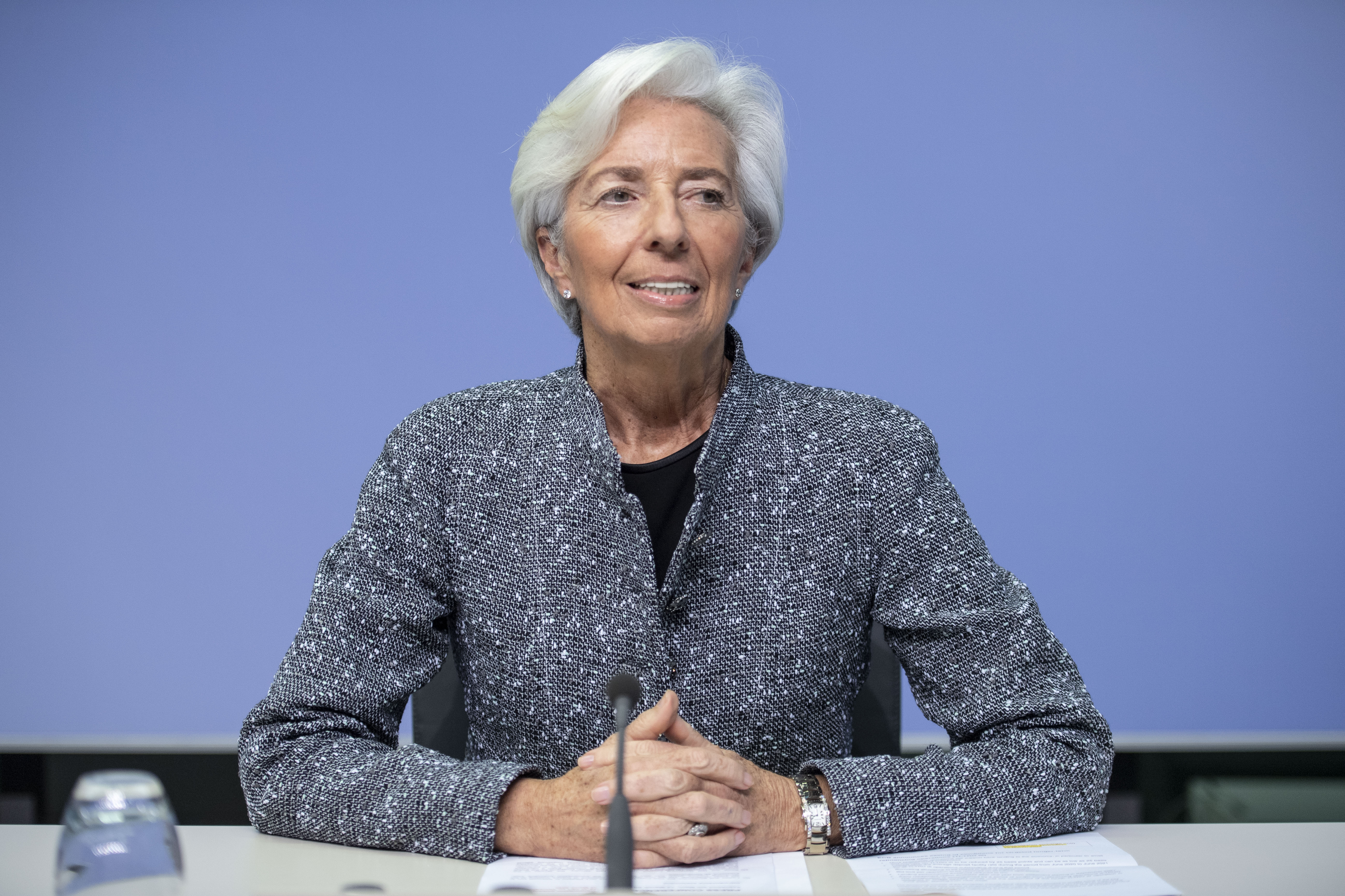 Christine Lagarde, President of the European Central Bank, speaks to the media following a meeting of the ECB governing board at ECB headquarters on March 12, 2020 in Frankfurt, Germany.