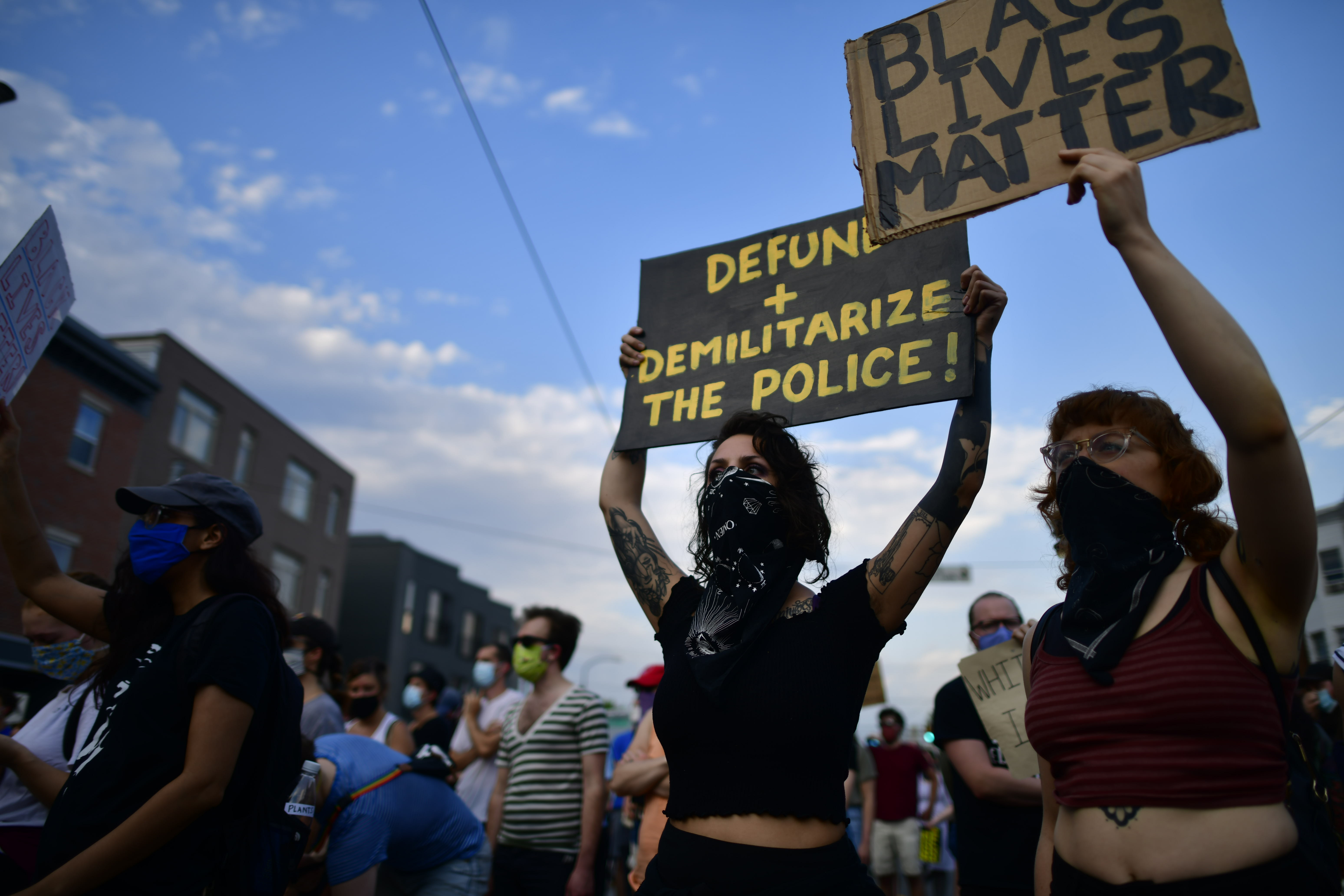 Activists in Philadelphia, protest over George Floyd, the black man who died while in police custody in Minneapolis on May 25. Mark Makela/Getty Images